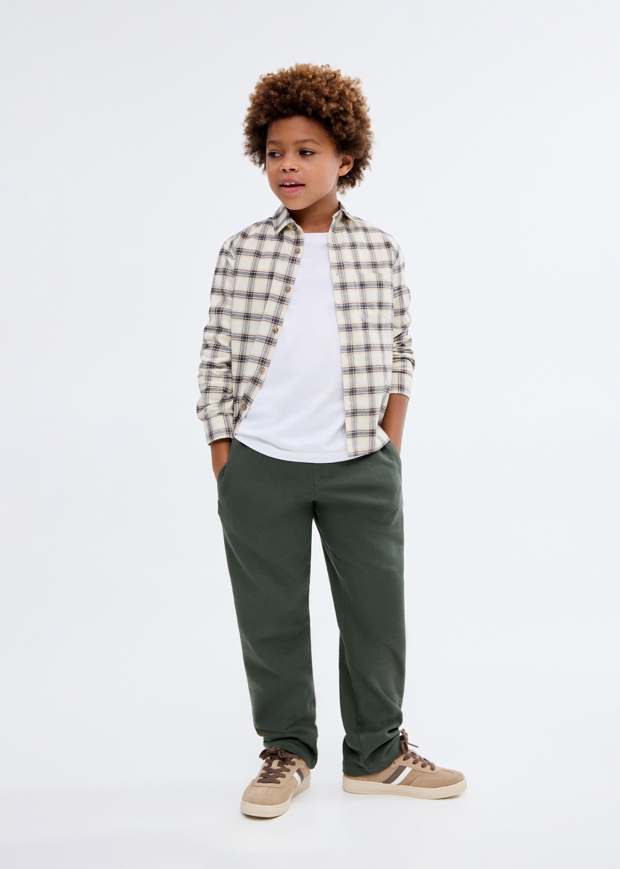 Cotton drawstring joggers - General plane, Khaki. Ref: 17095160-00.