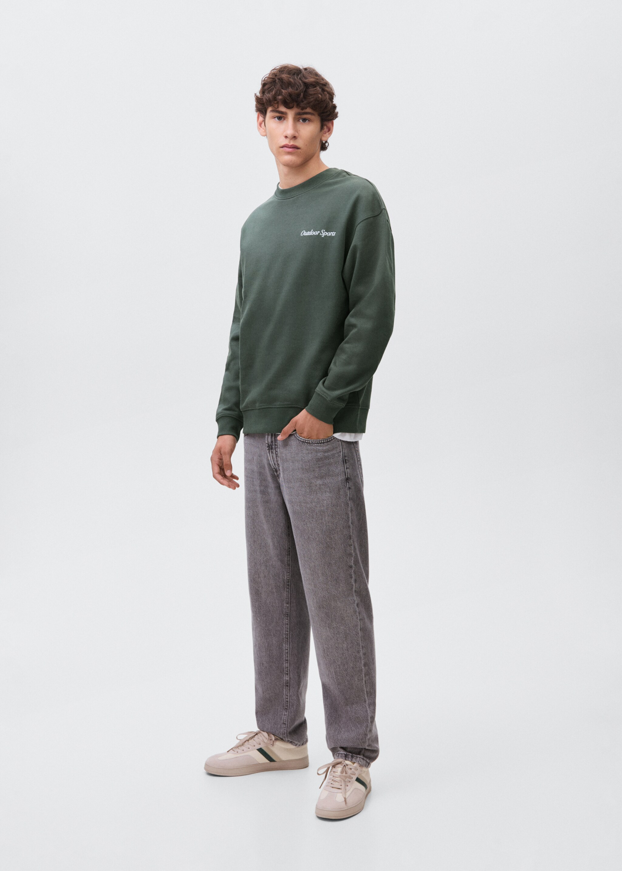 Printed embroidered sweatshirt - General plane, Green. Ref: 17095798-00.