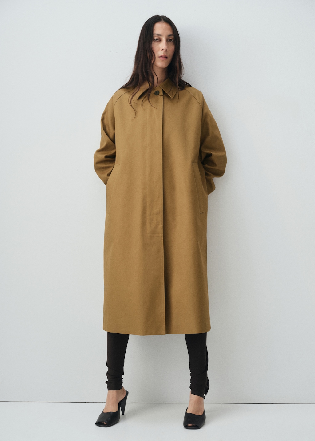 100% cotton long trench coat