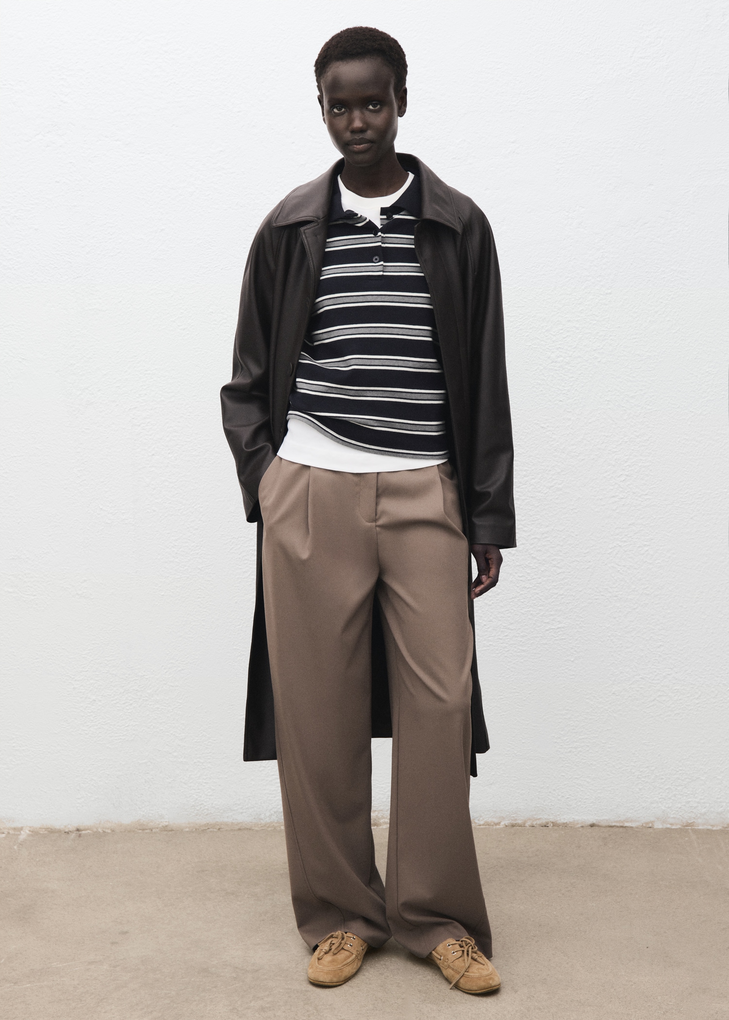 Striped polo-neck t-shirt Women MANGO Philippines