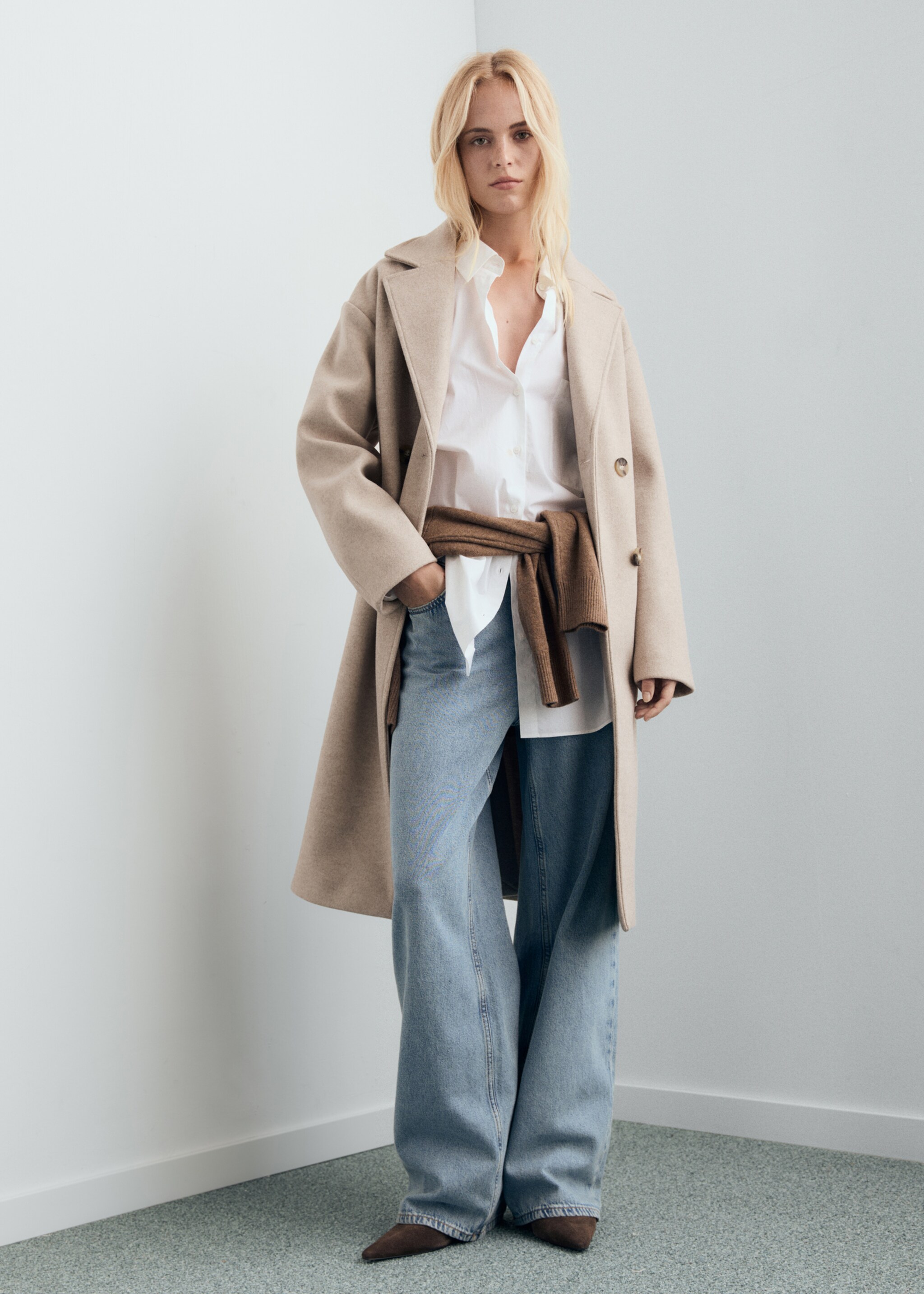 Double-breasted midi coat - General plane, Medium Brown. Ref: 17095812-00.