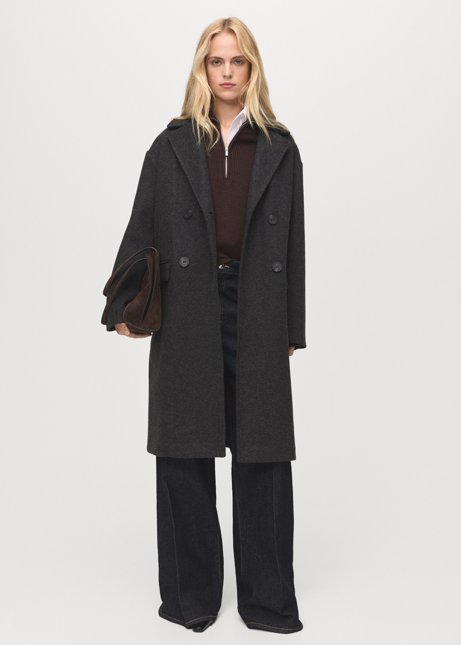 Double-breasted midi coat - General plane