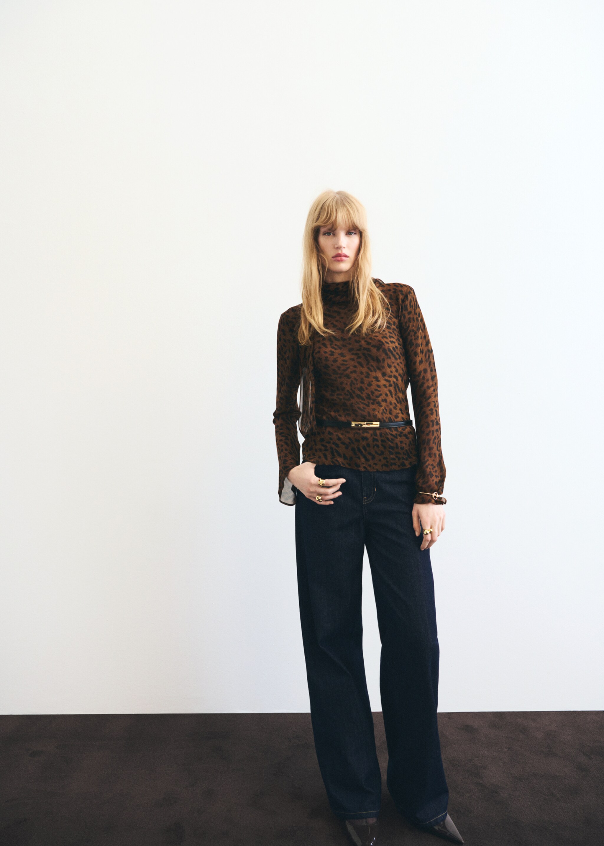 Blouse léopard foulard - Plan général, Noir. Ref: 17095813-00.