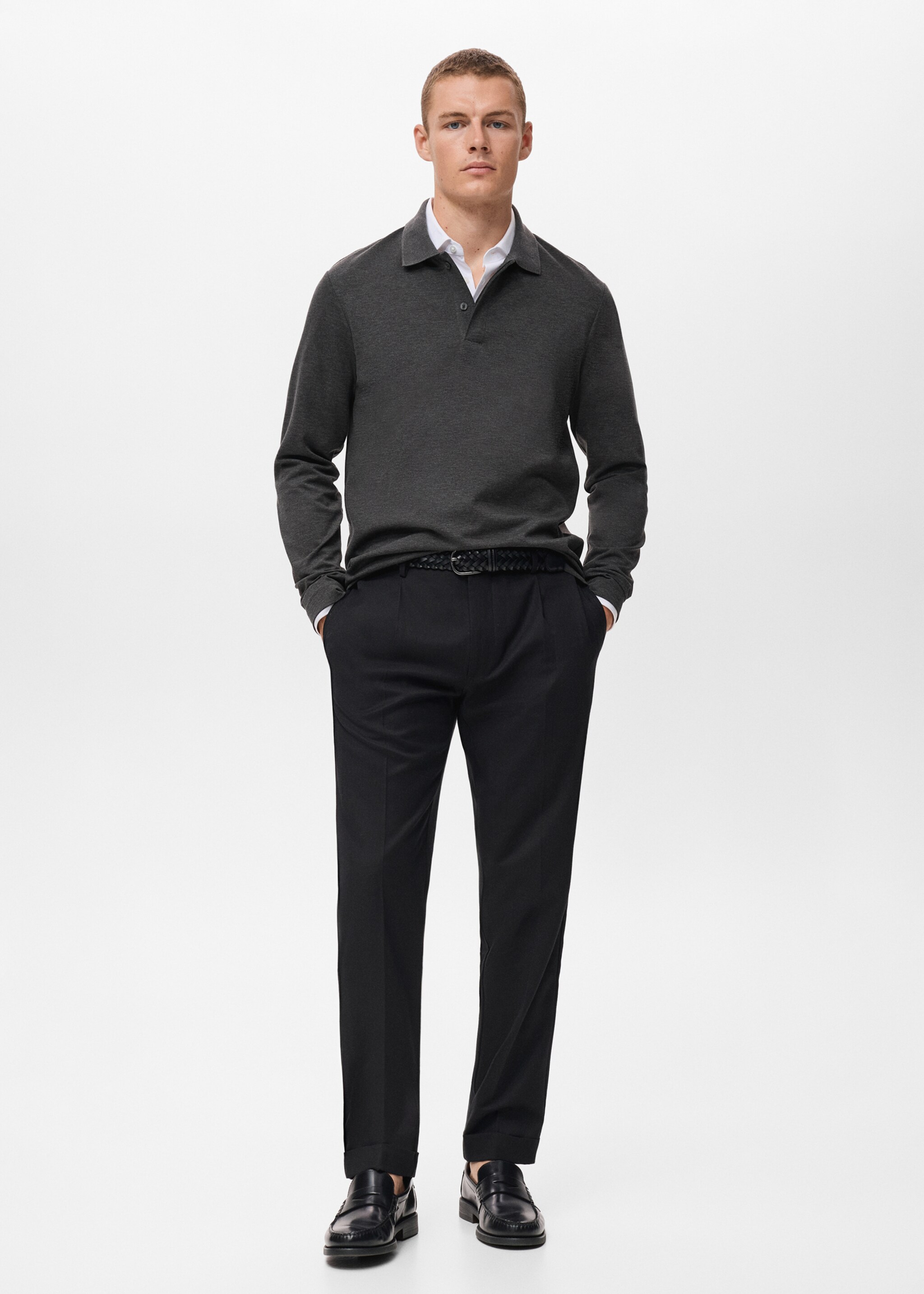Jersey polo punto regular fit - Plano general, Gris oscuro vigoré. Ref: 17095976-00.