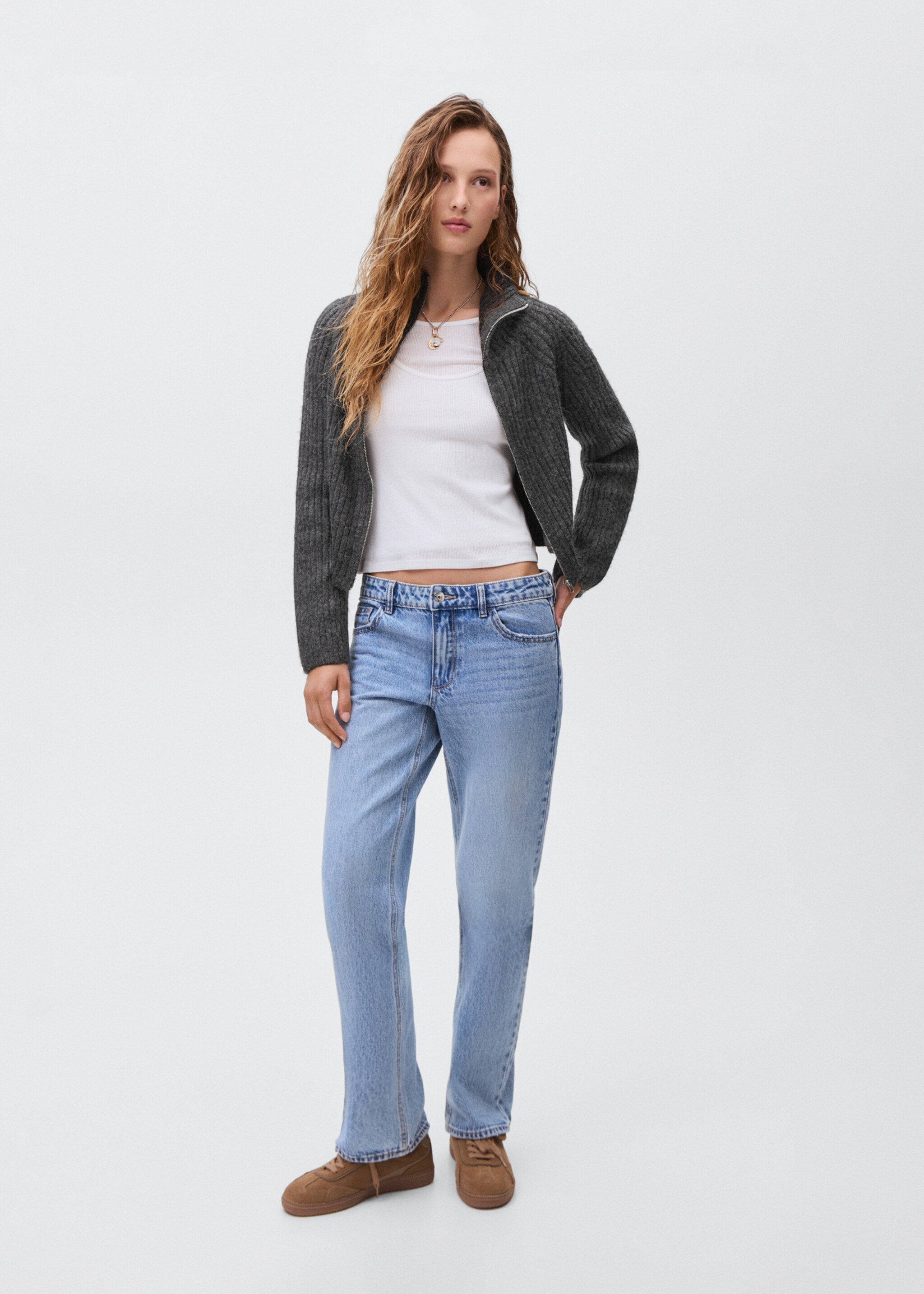 Zipped knit cardigan - General plane, Dark Heather Grey. Ref: 17096330-00.