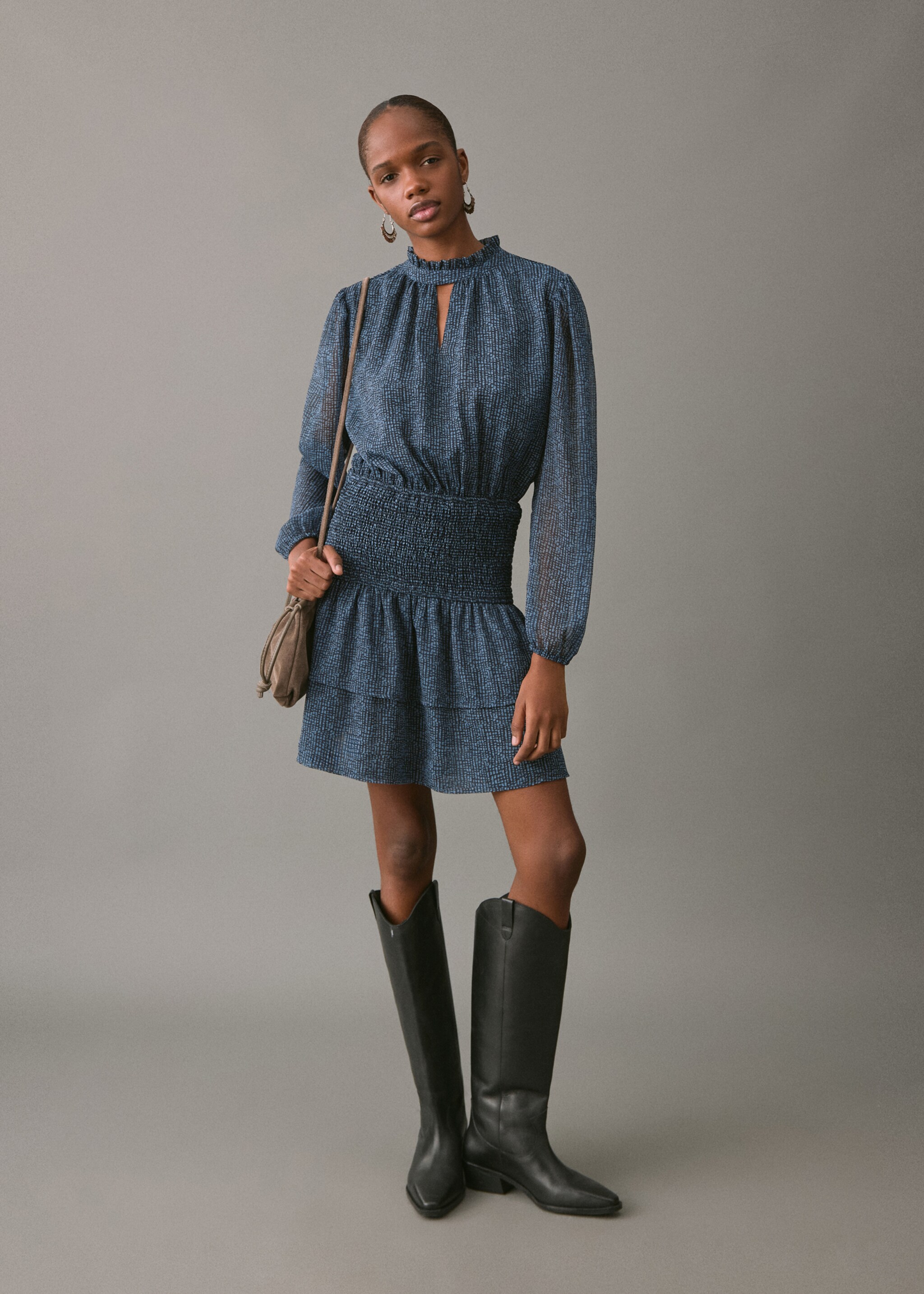 Ruffled dress - General plane, Blue. Ref: 17096353-00.