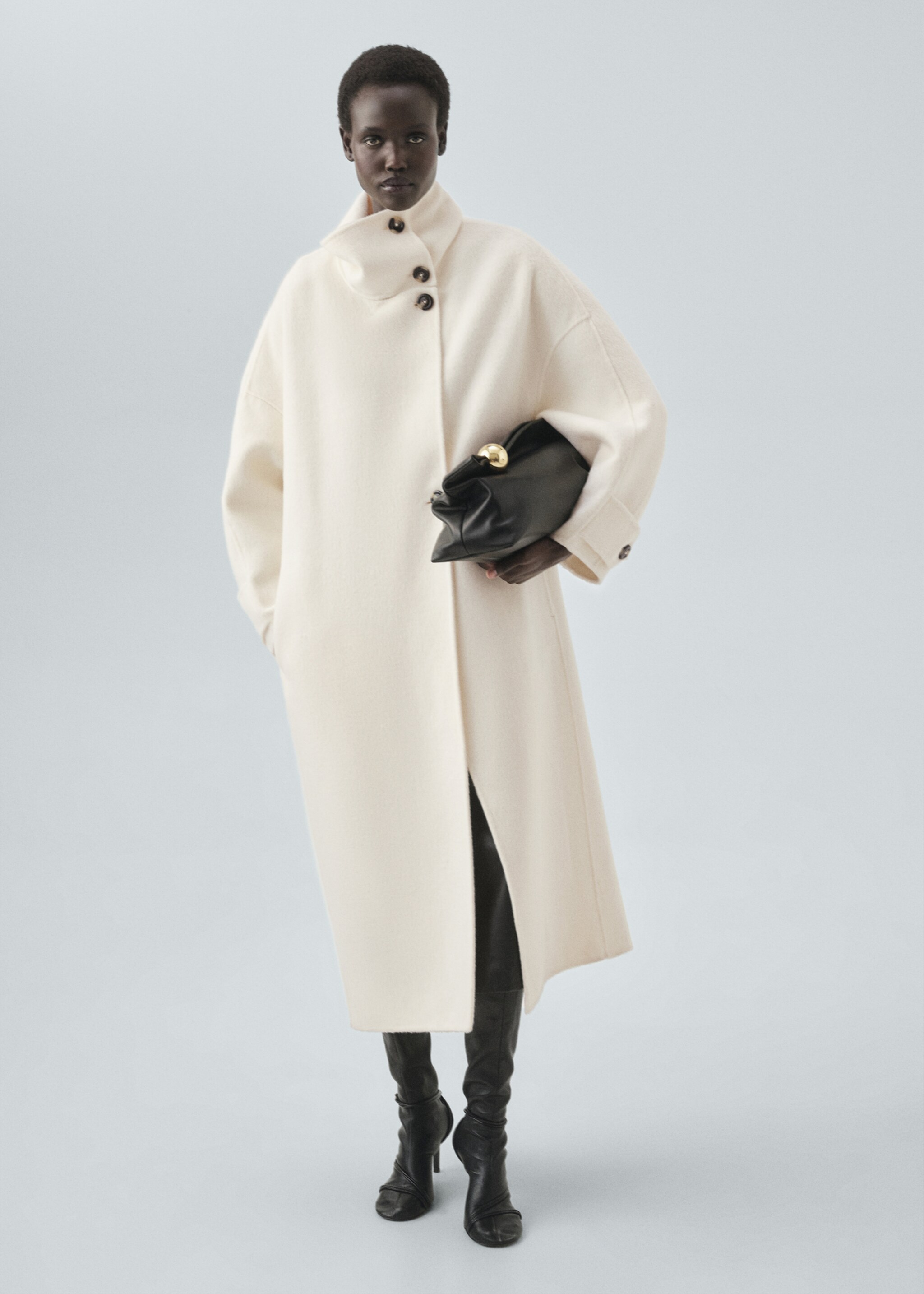 Wool funnel neck coat - General plane, Off White. Ref: 17096354-00.
