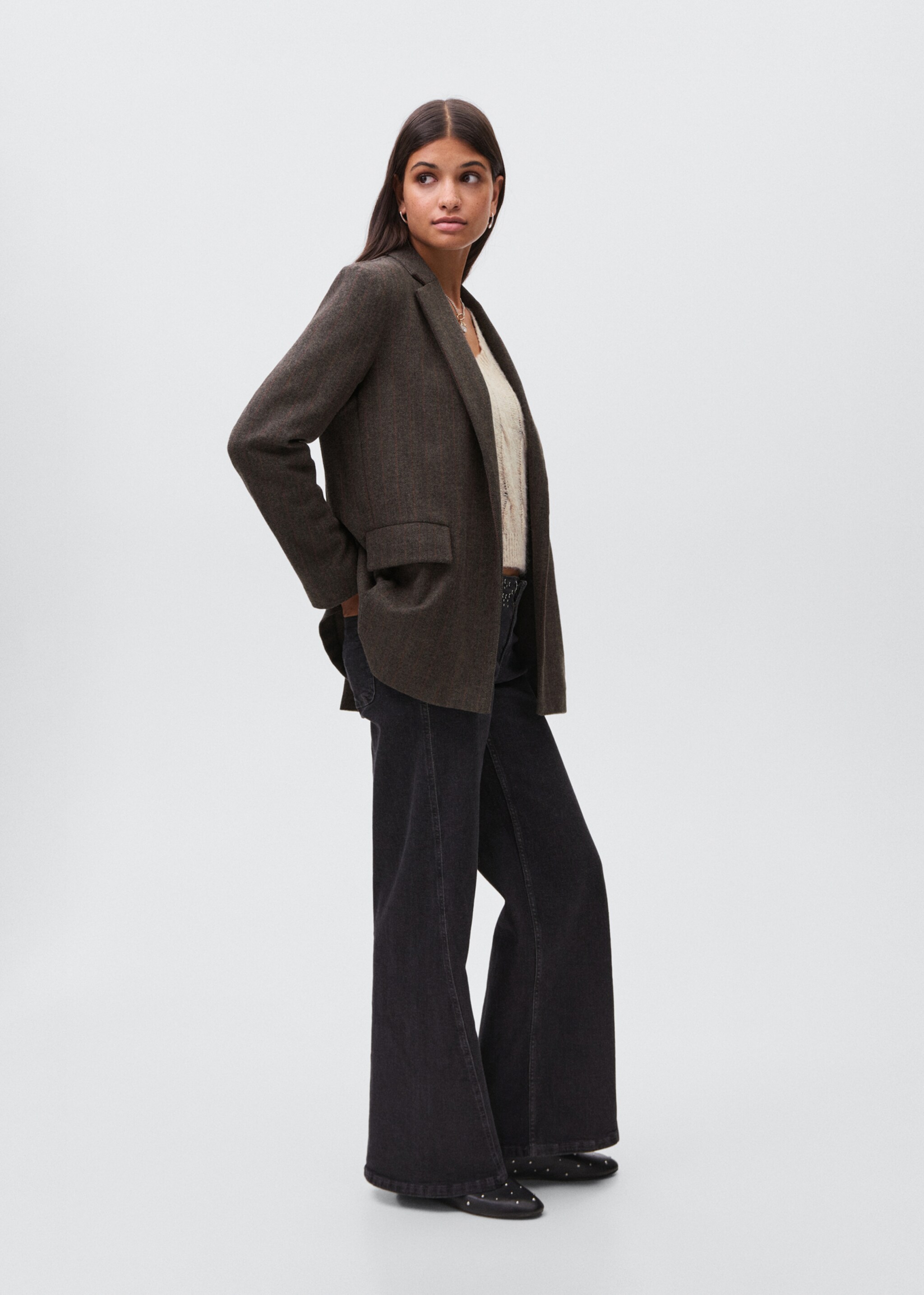 Striped woollen suit jacket - General plane, Grey. Ref: 17096719-00.