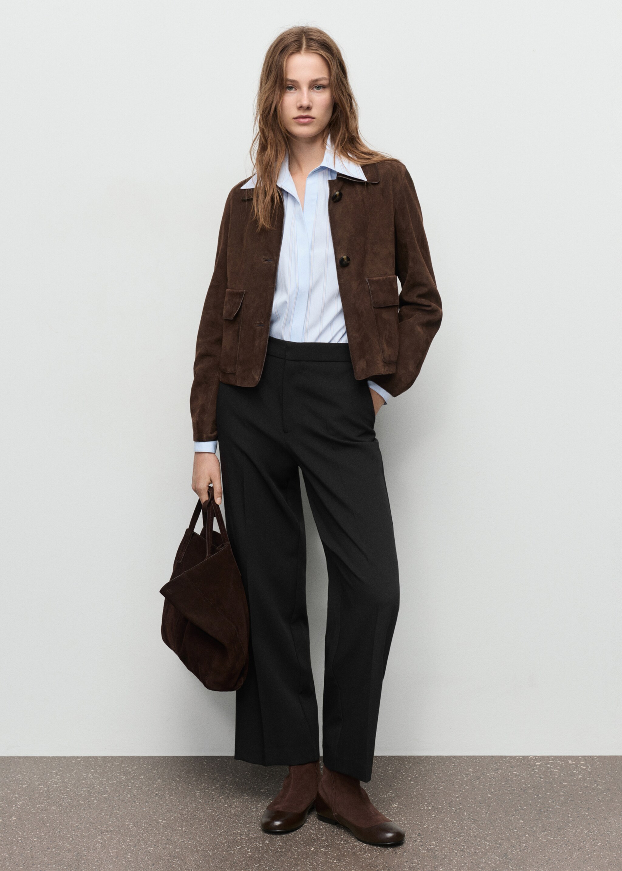Rechte high-waist broek - Overzichtstekening, Zwart. Ref: 17096743-00.