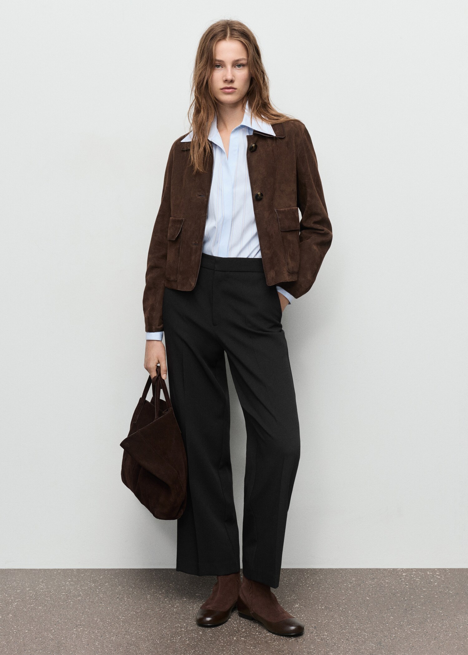 High-waist straight trousers - General plane