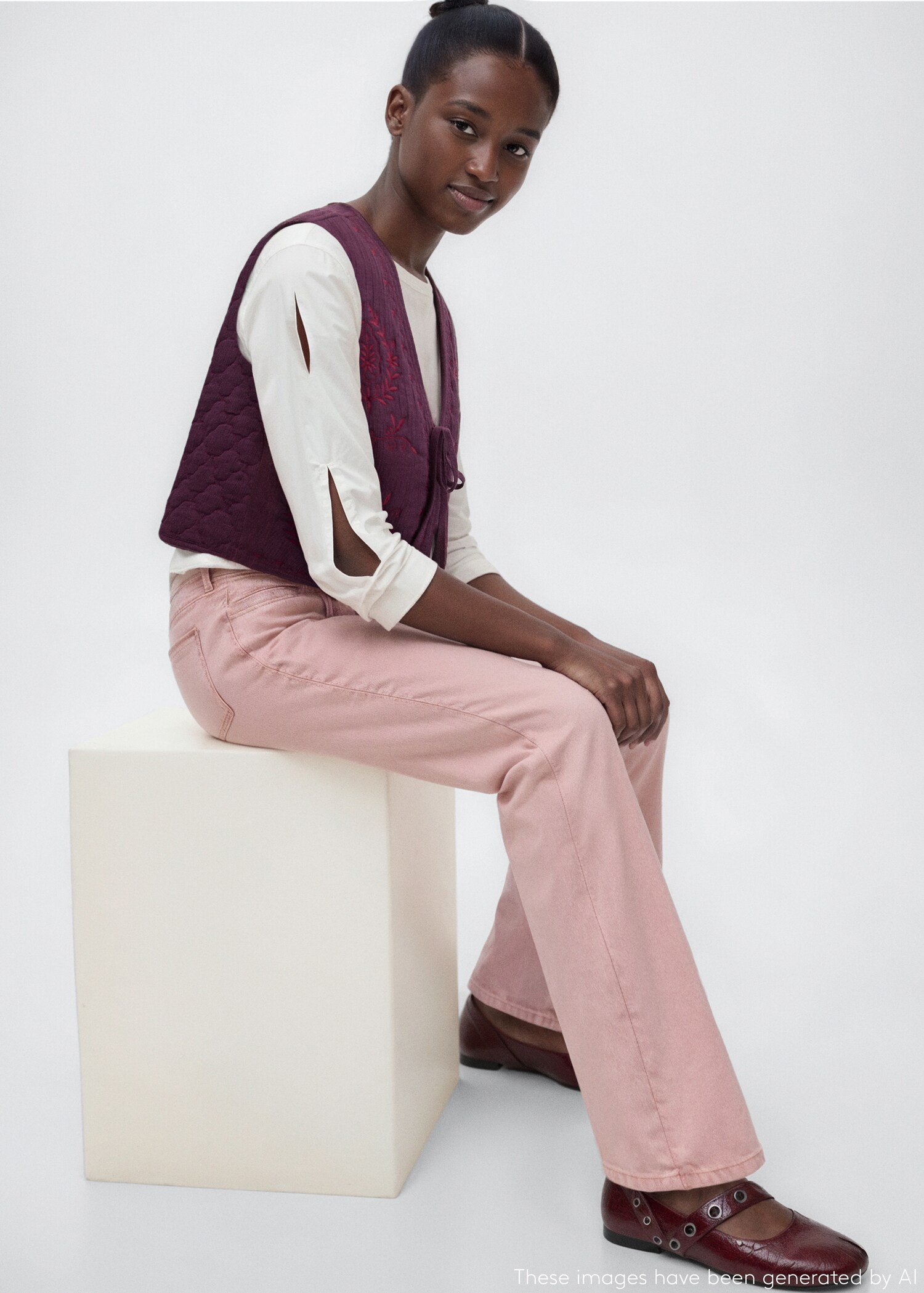 Floral-embroidered vest - General plane