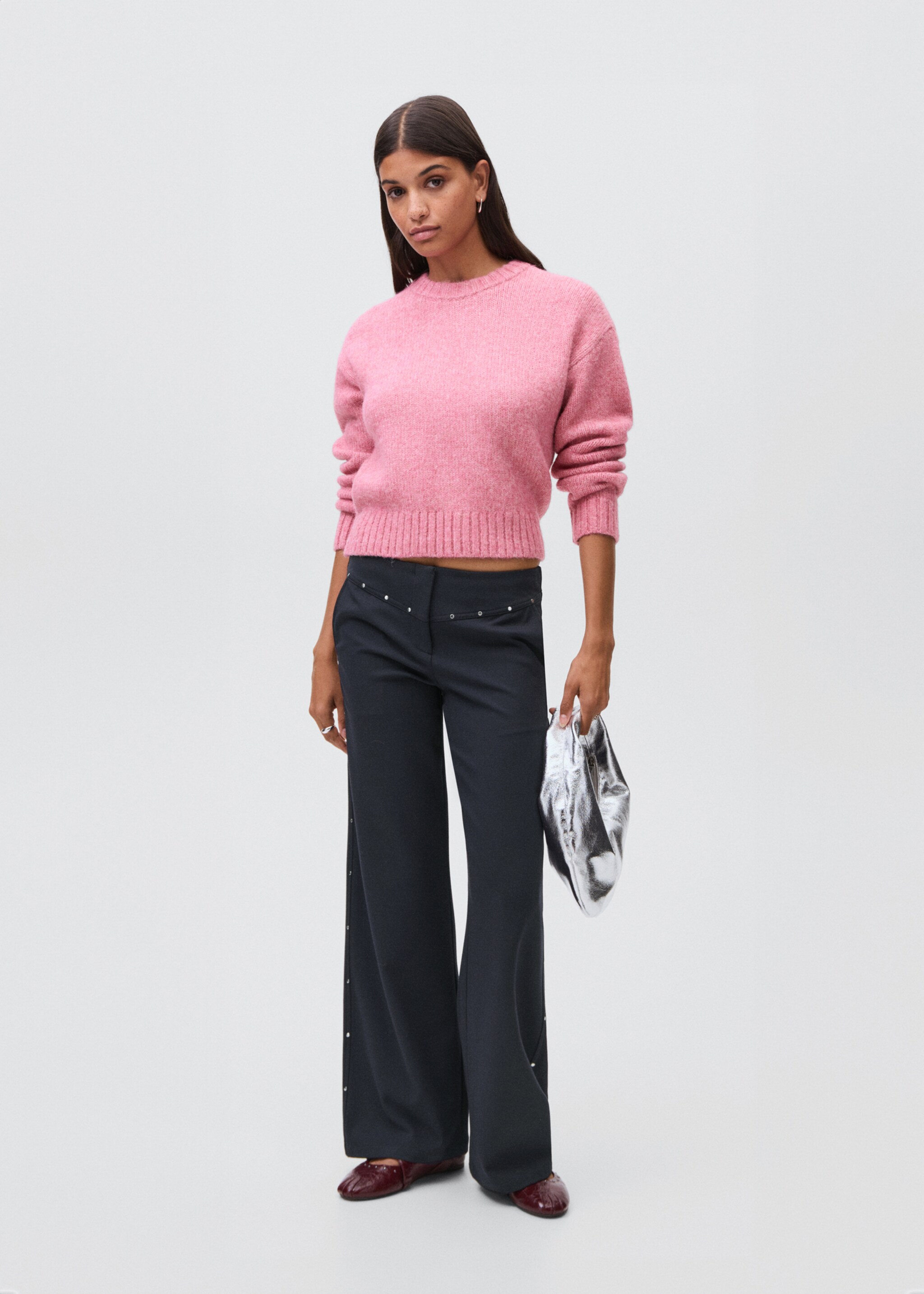 Low-waist studded trousers - General plane, Navy. Ref: 17097123-00.