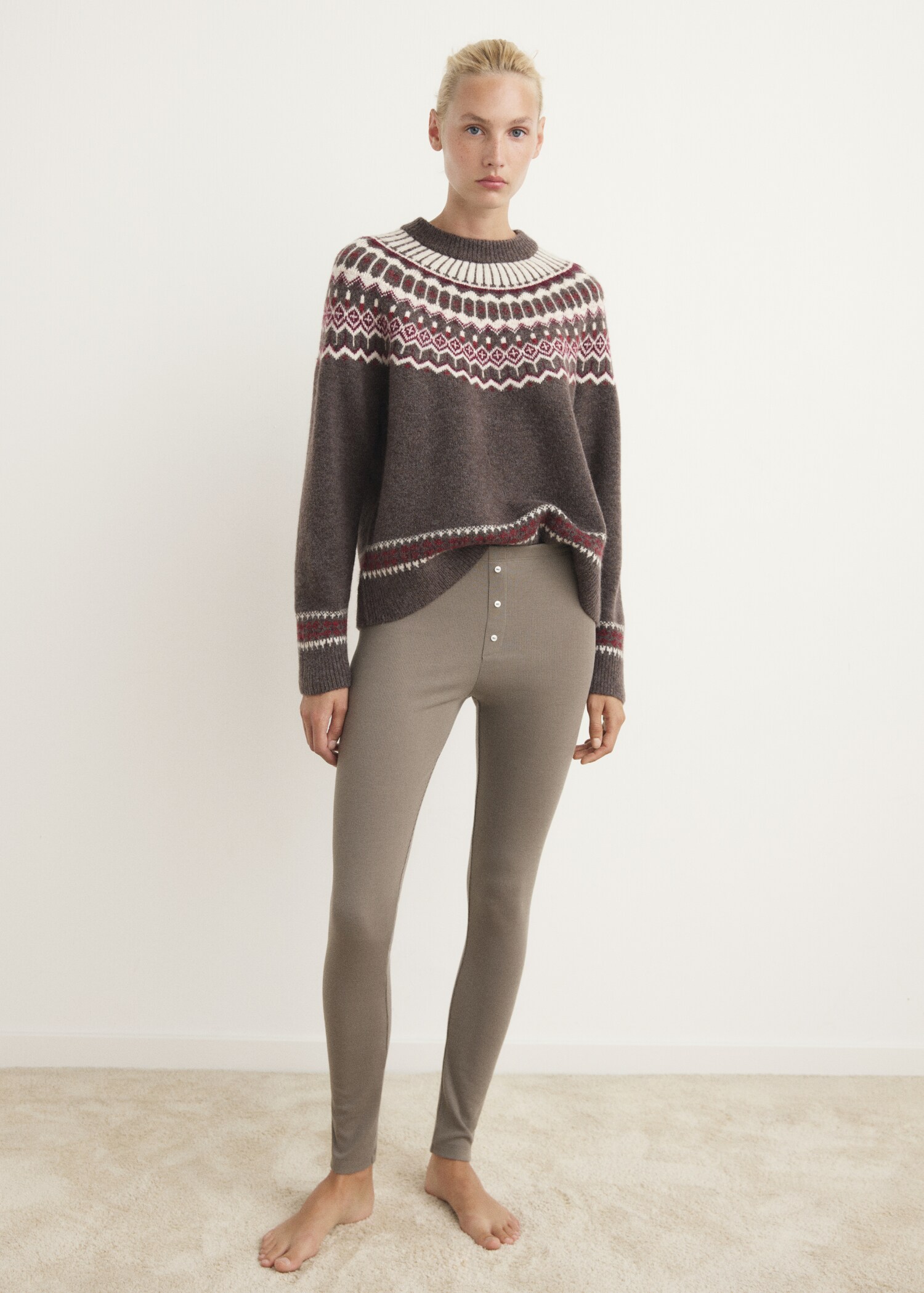 Jacquard pyjamas with round neck - General plane