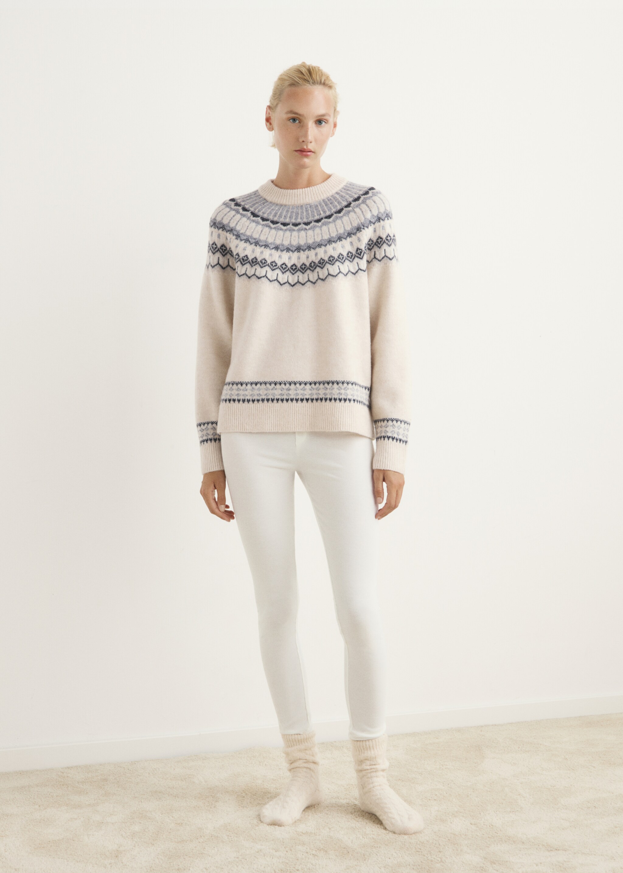 Jacquard pyjamas with round neck - General plane, Grey. Ref: 17097128-00.