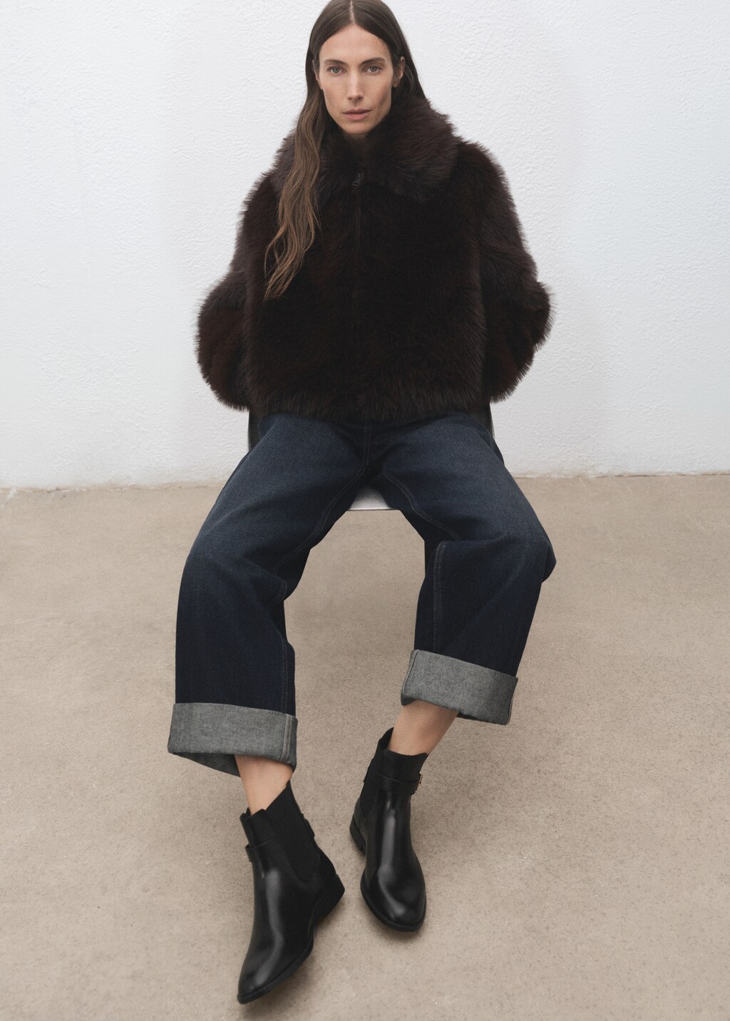 Ankle boots with elastic panel and buckle