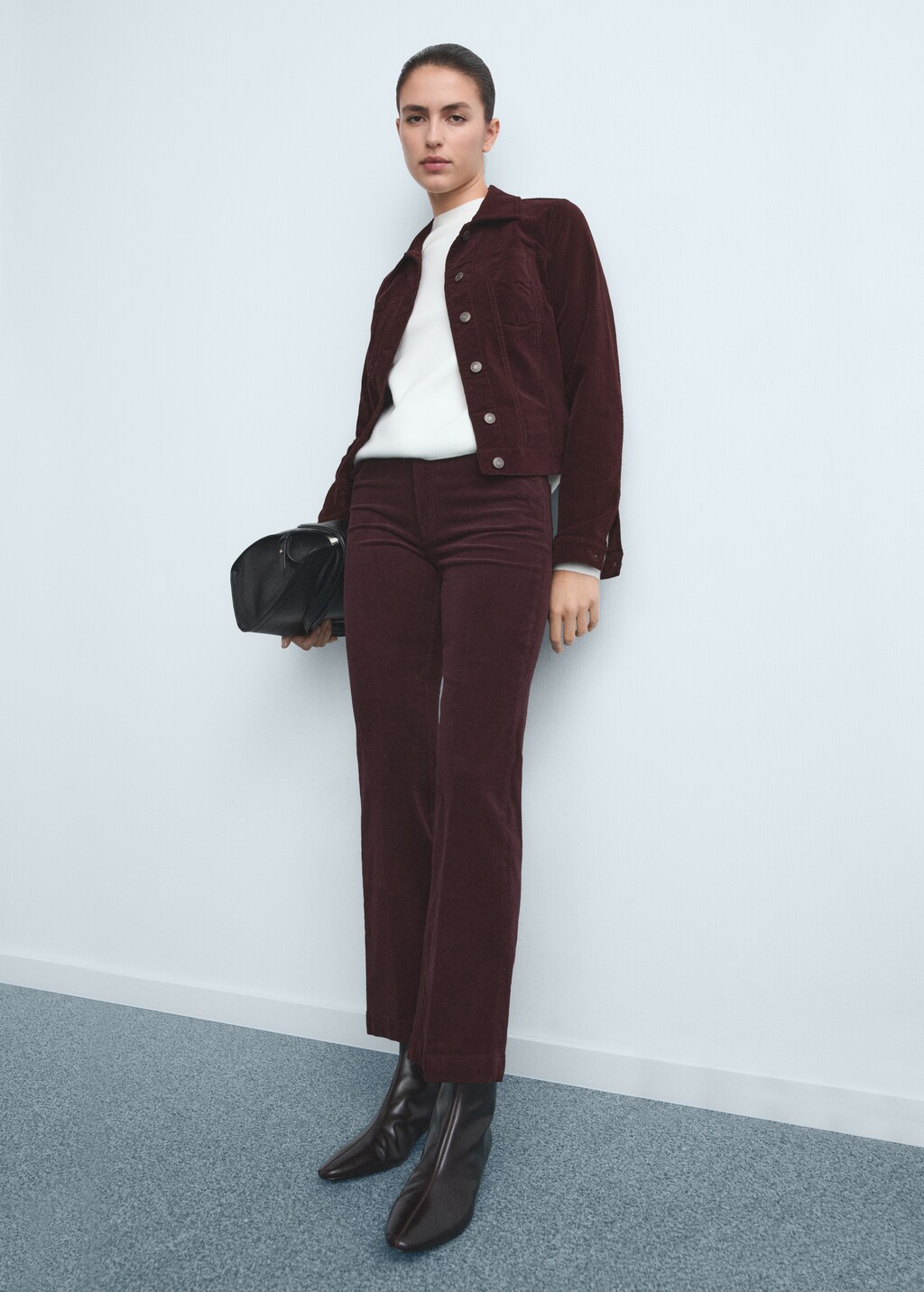 Mango Velvet bomber jacket with stitching