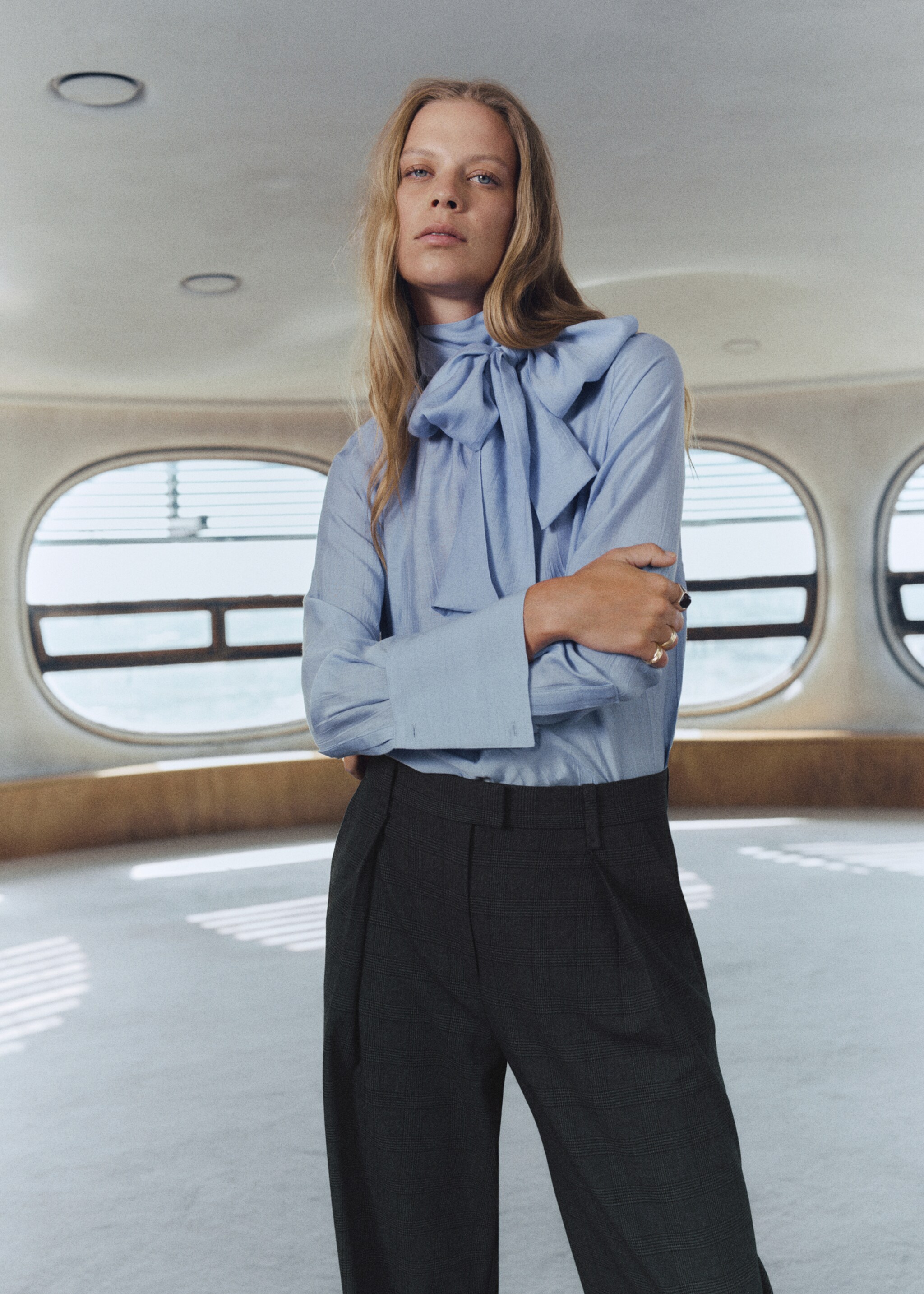 Check pleated trousers - General plane, Grey. Ref: 17097802-00.