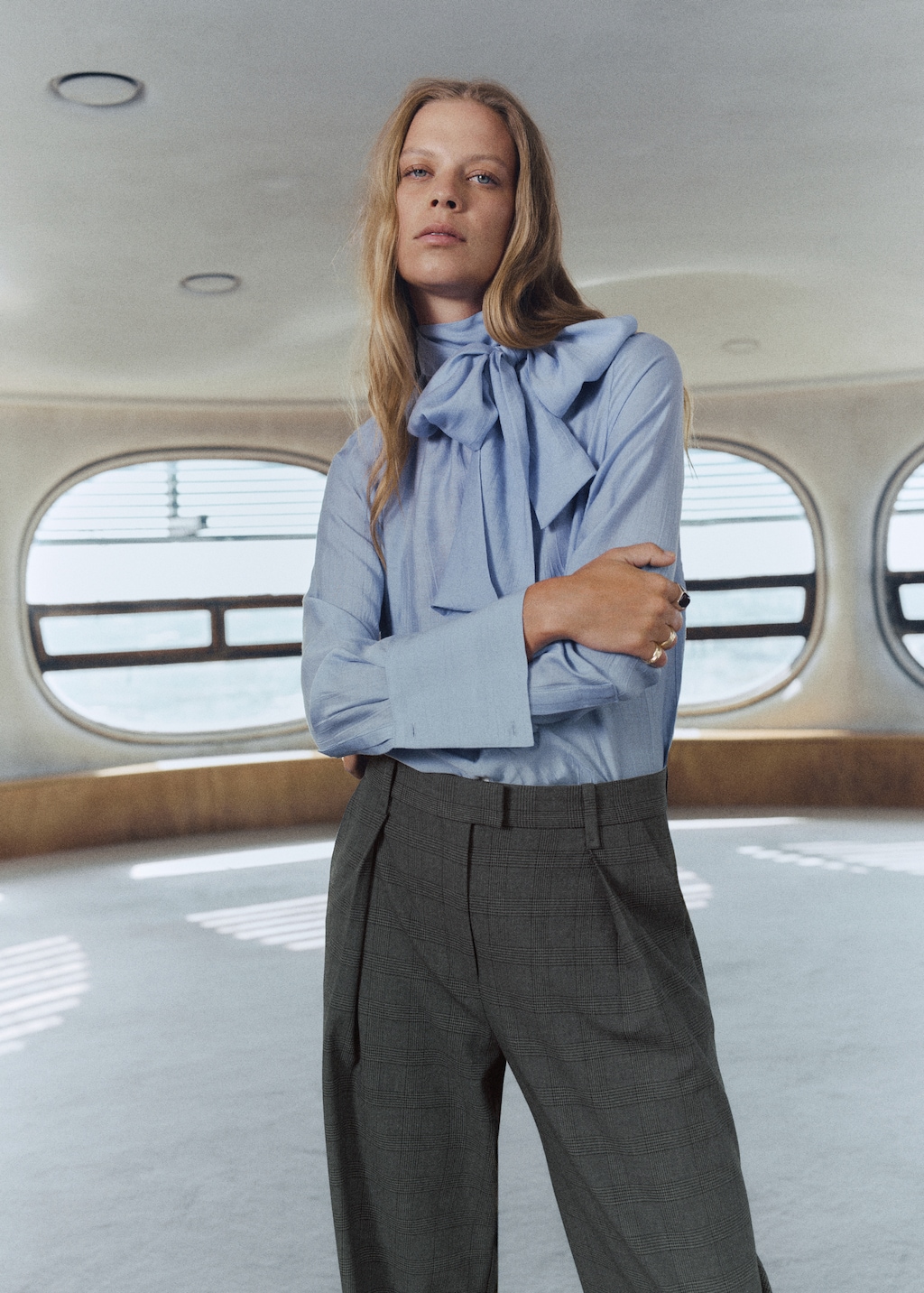 Pleated check-print suit trousers