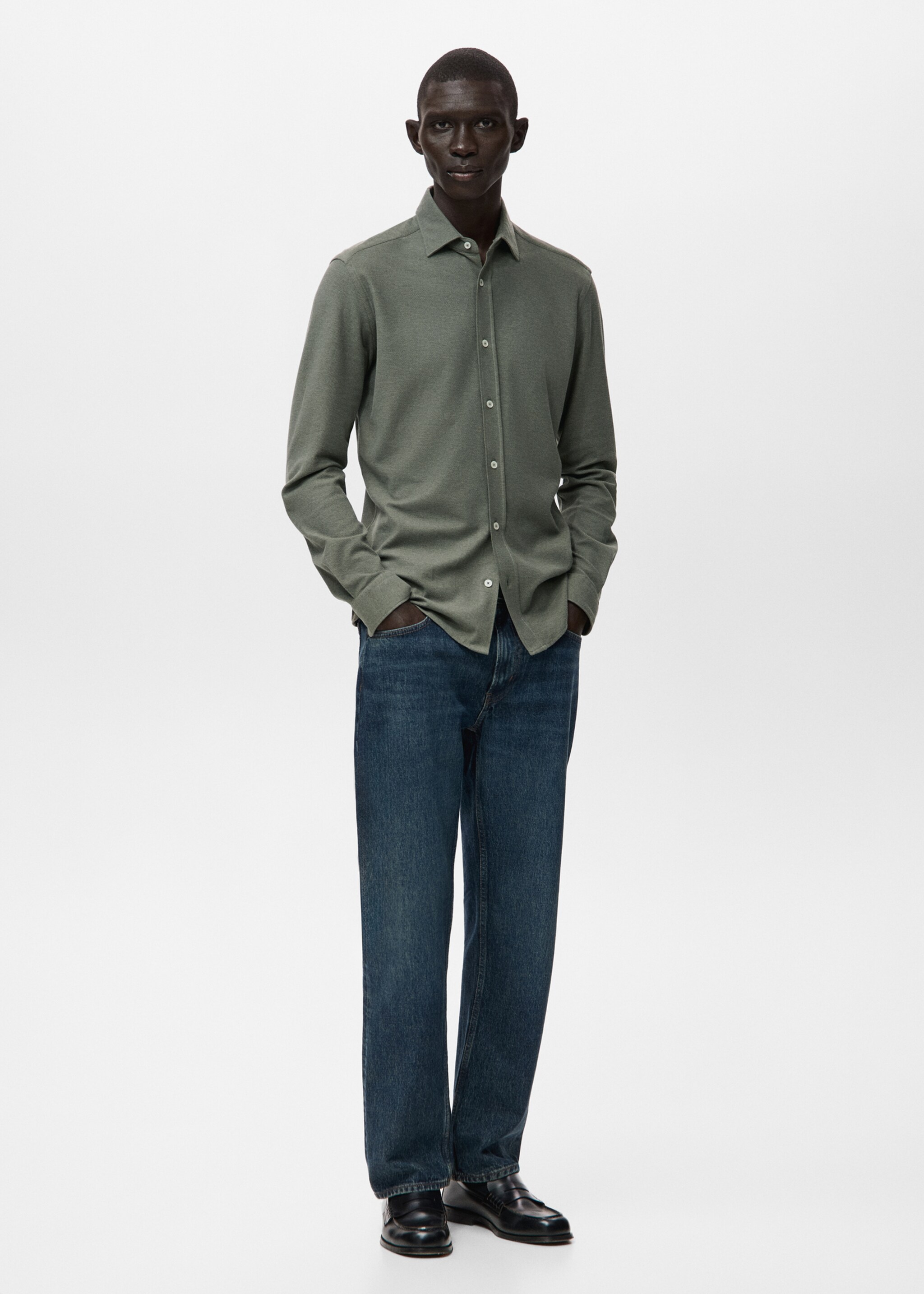 Shirt pique - General plane, Green. Ref: 17097885-00.