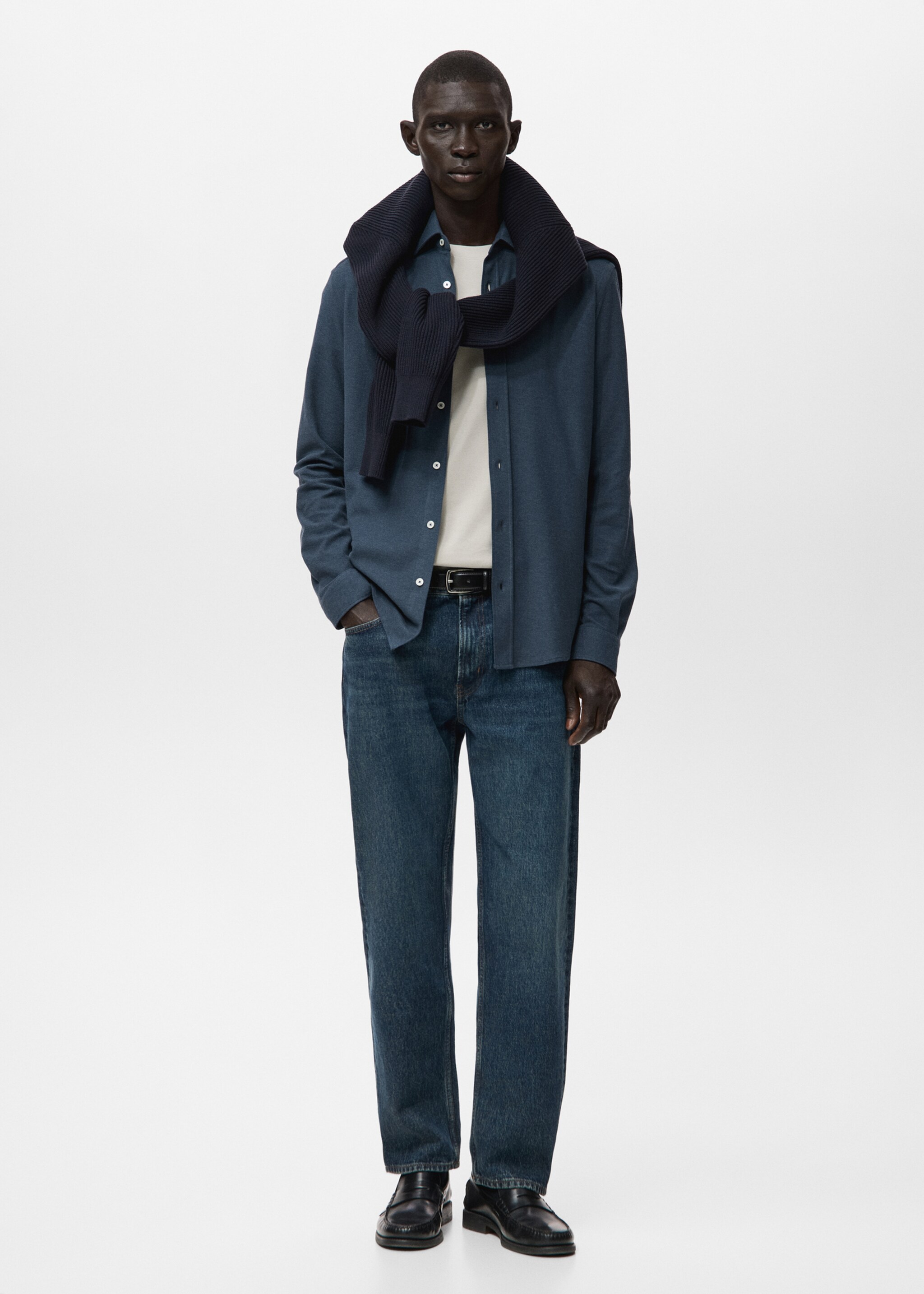 Shirt pique - General plane, Blue. Ref: 17097885-00.