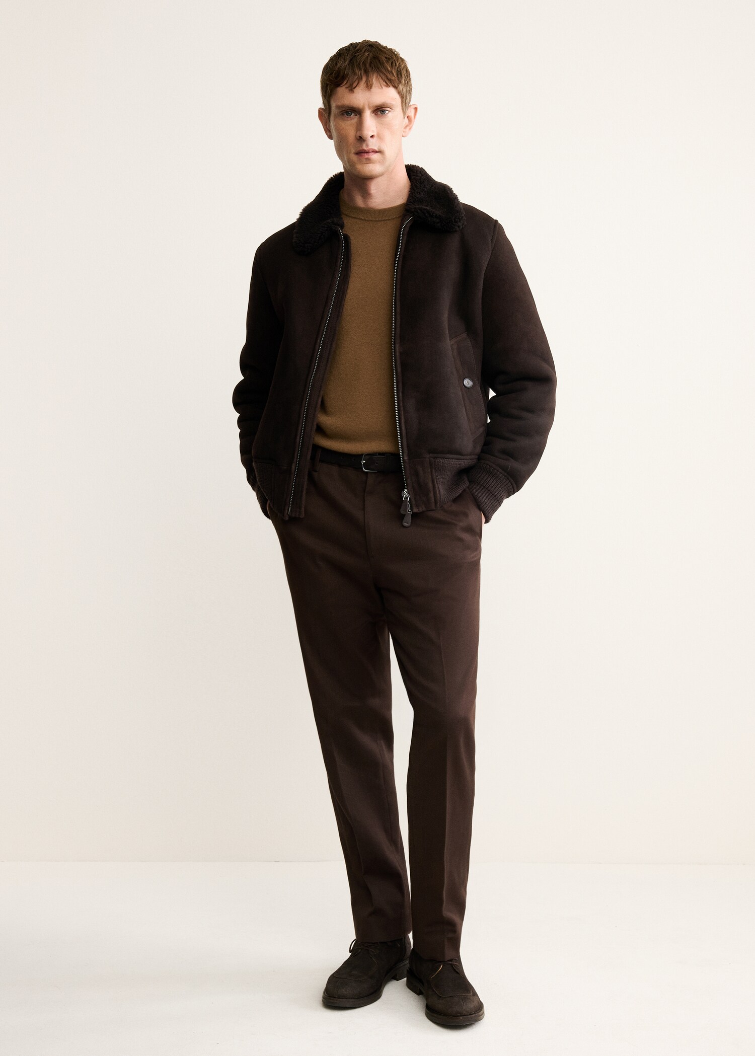100% Suede Shearling Jacket - General plane