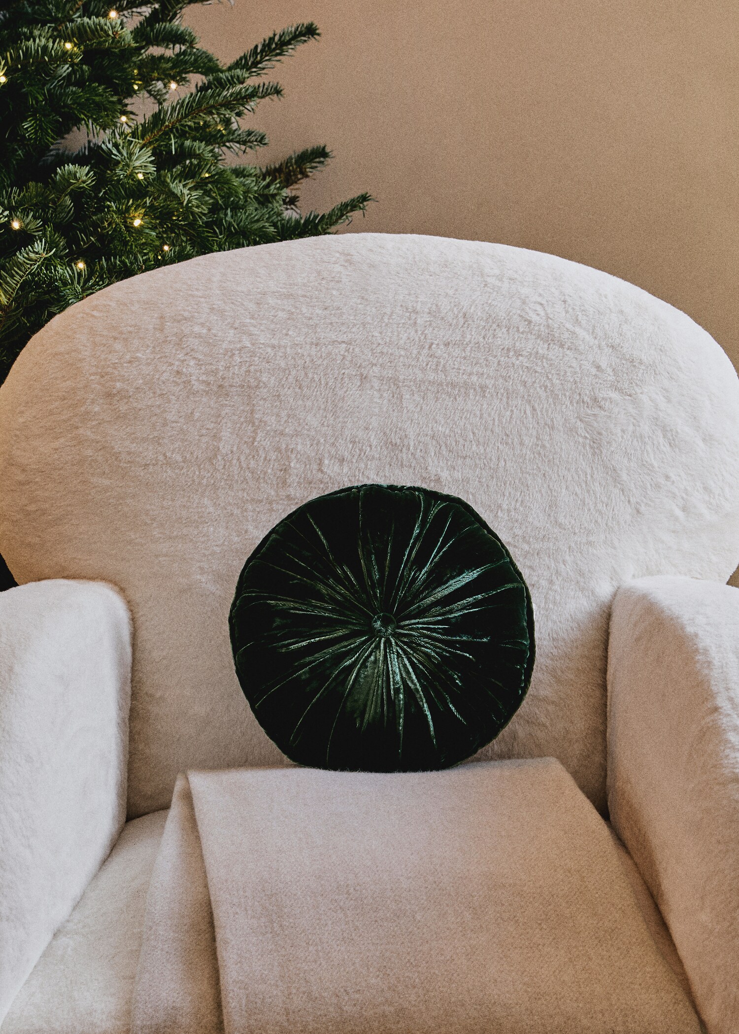 Round silk velvet cushion - General plane