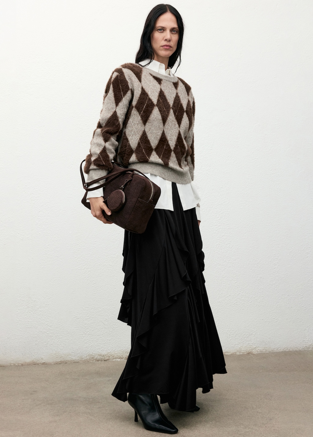 Asymmetrical ruffled skirt