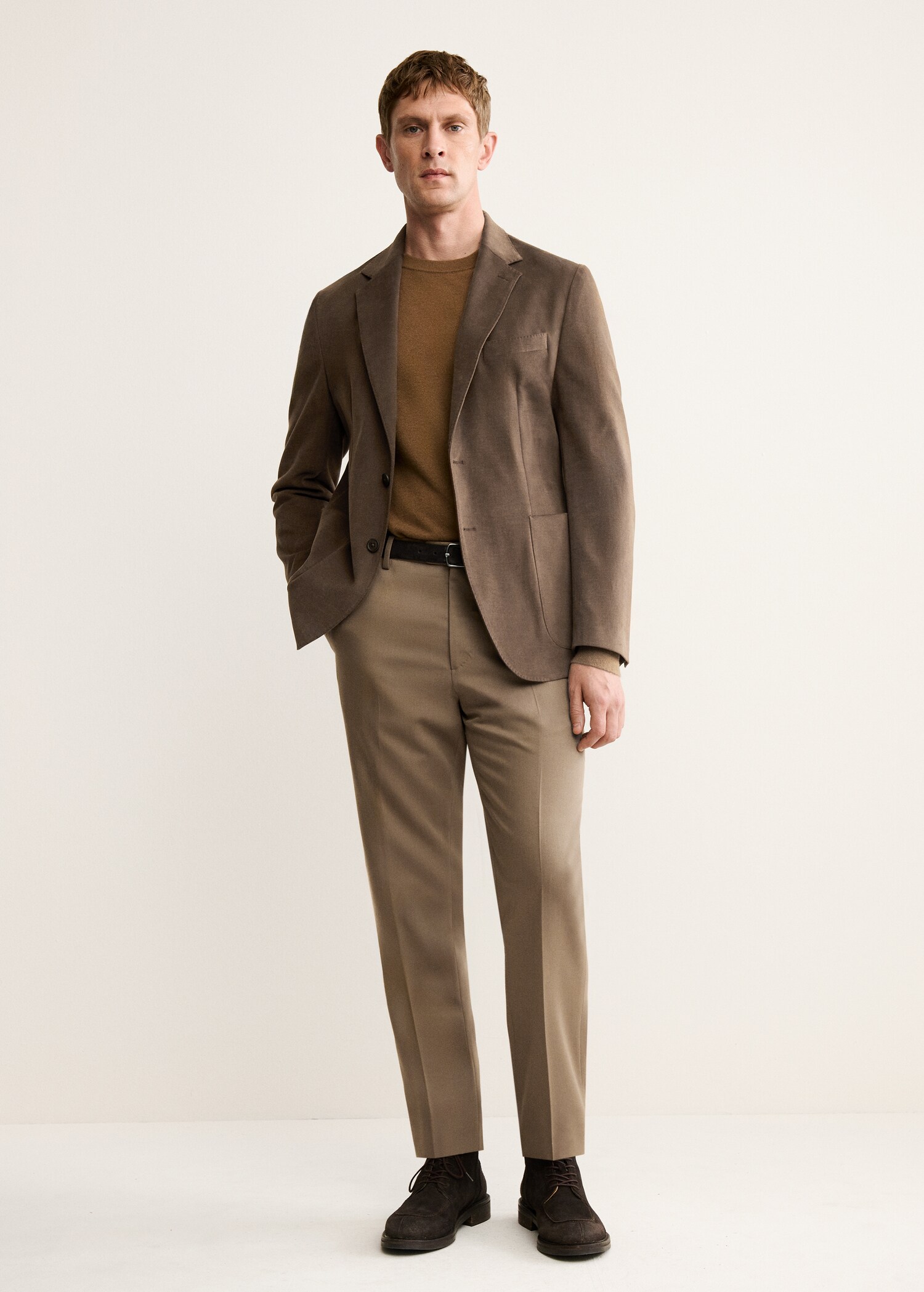 Structured slim fit cotton blazer - General plane
