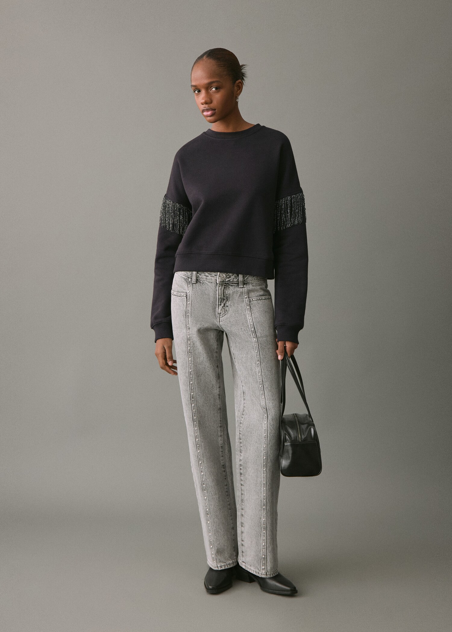 Fringed cotton-blend sweatshirt - General plane