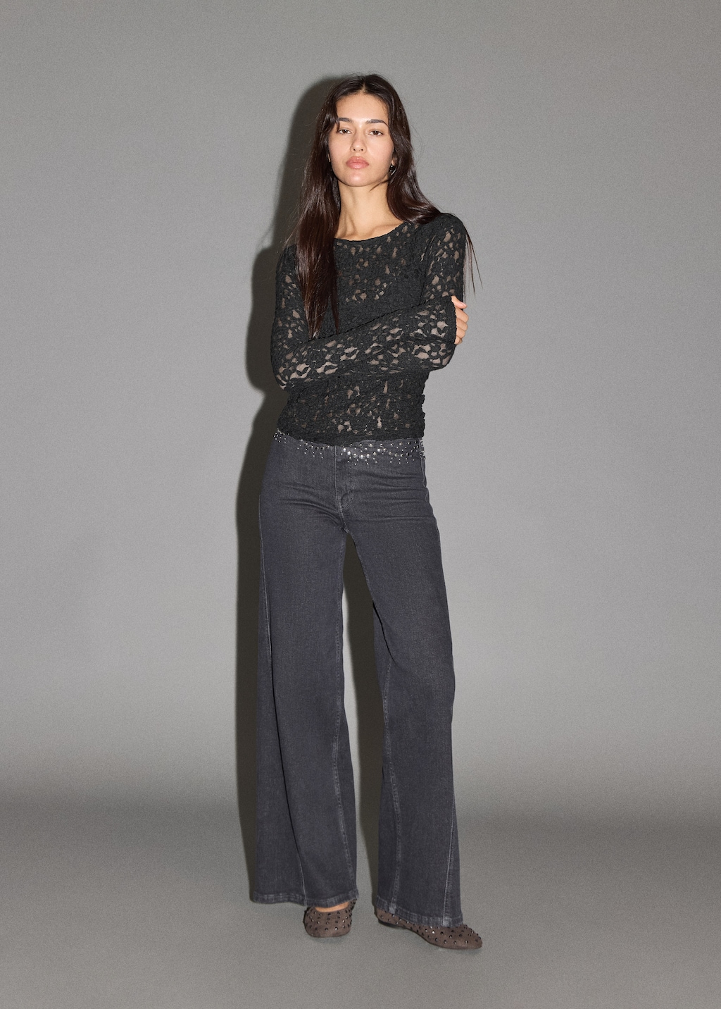 Long sleeve lace T-shirt