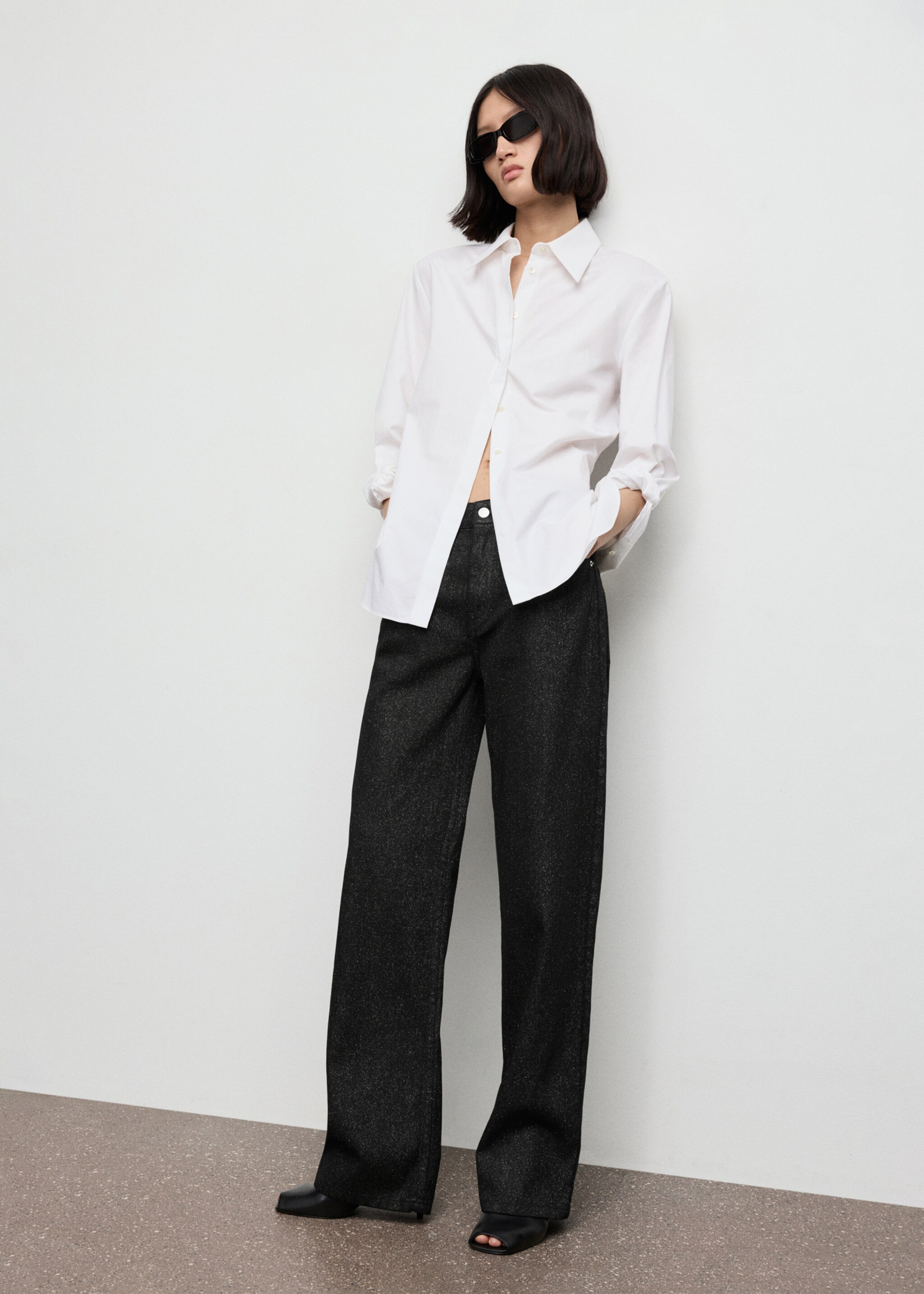 Shiny straight-leg jeans - General plane, Black. Ref: 17098291-00.