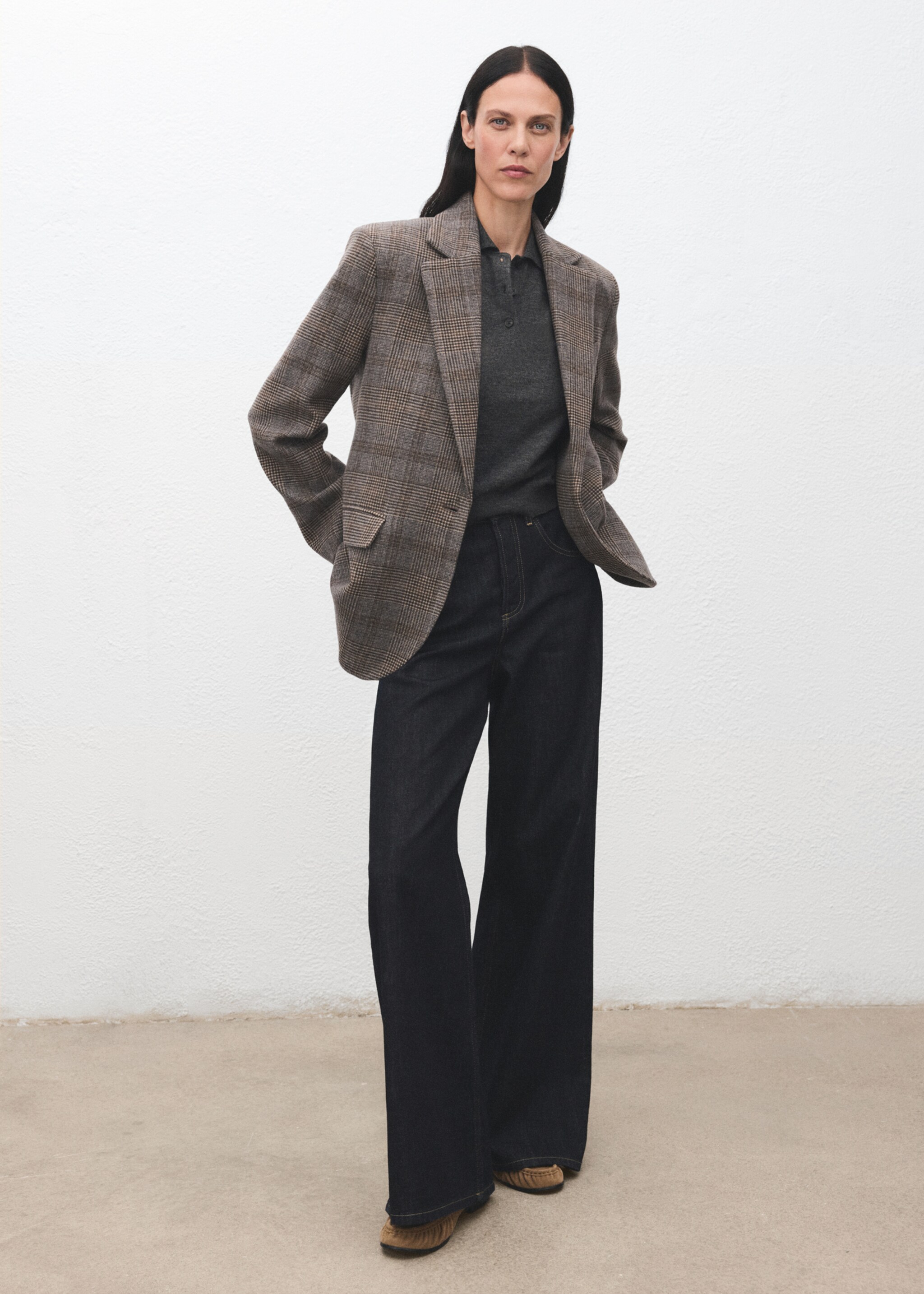 Wool check blazer - General plane, Brown. Ref: 17098636-00.