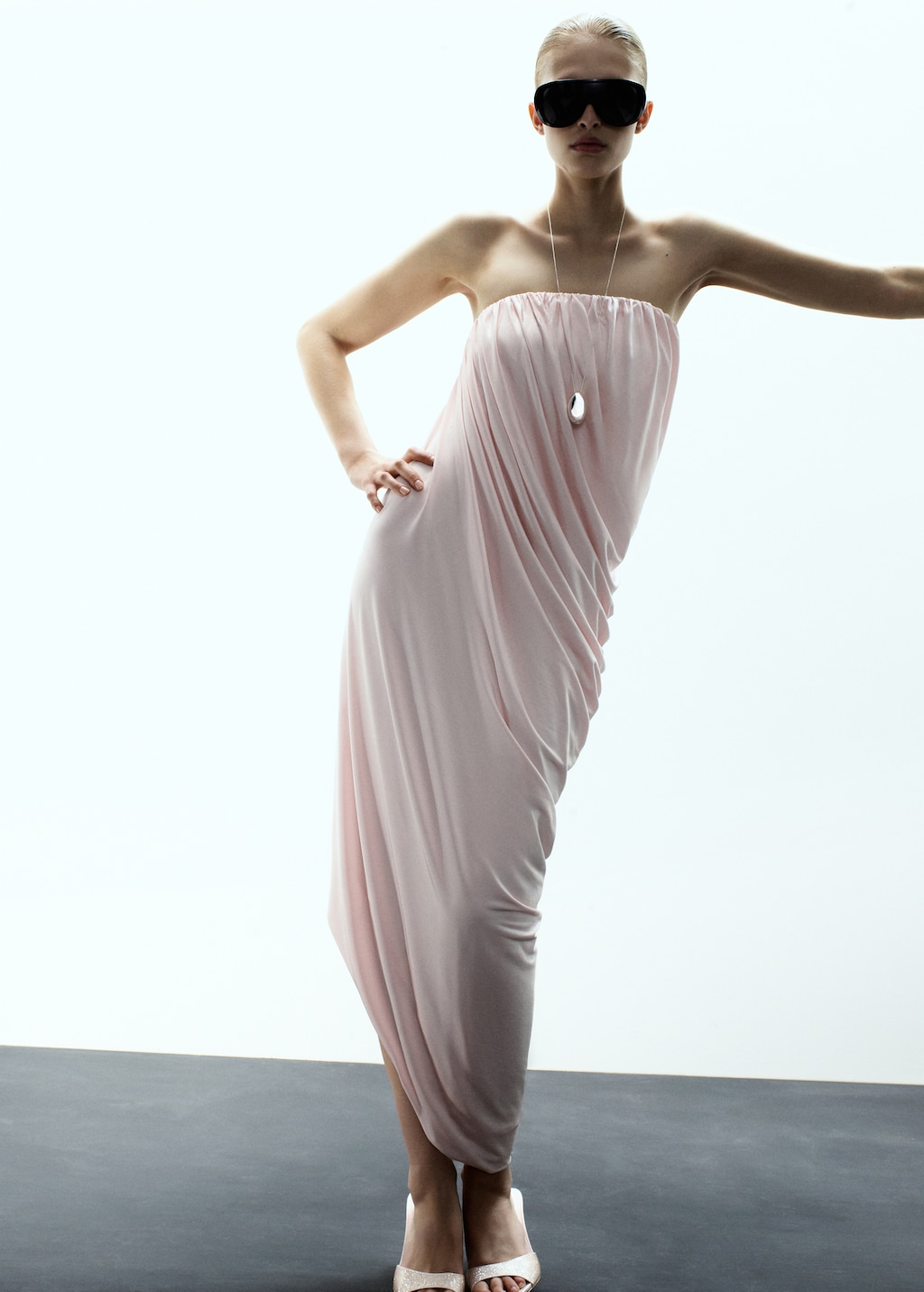 Draped asymmetrical bandeau dress