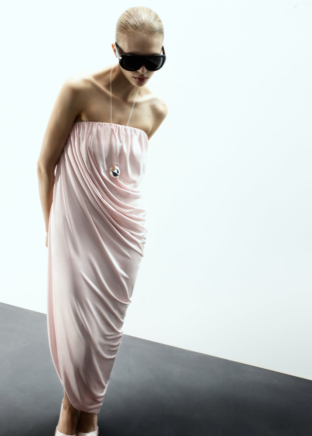 Draped asymmetrical bandeau dress