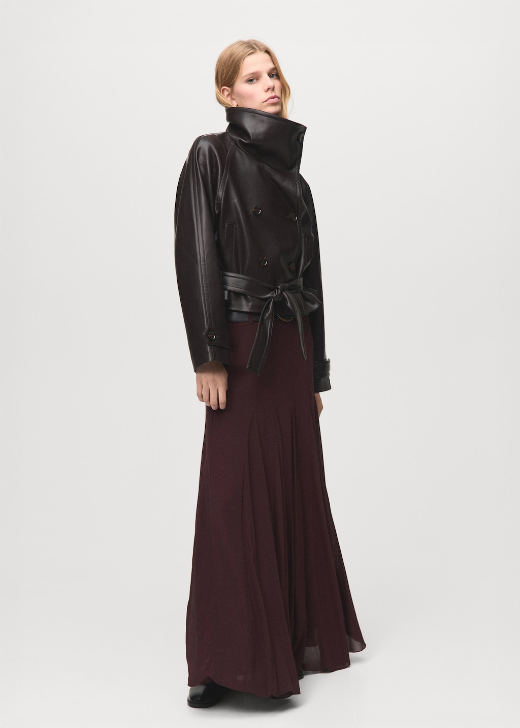 Mango Faux-leather jacket with maxi lapels