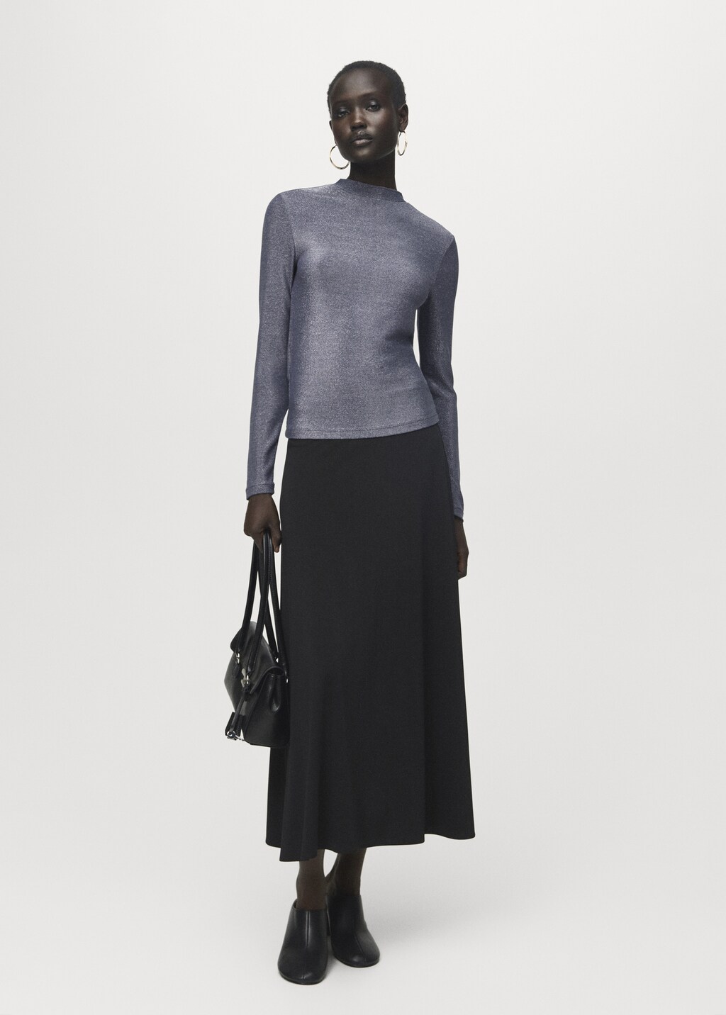 Lurex t-shirt with perkins neck