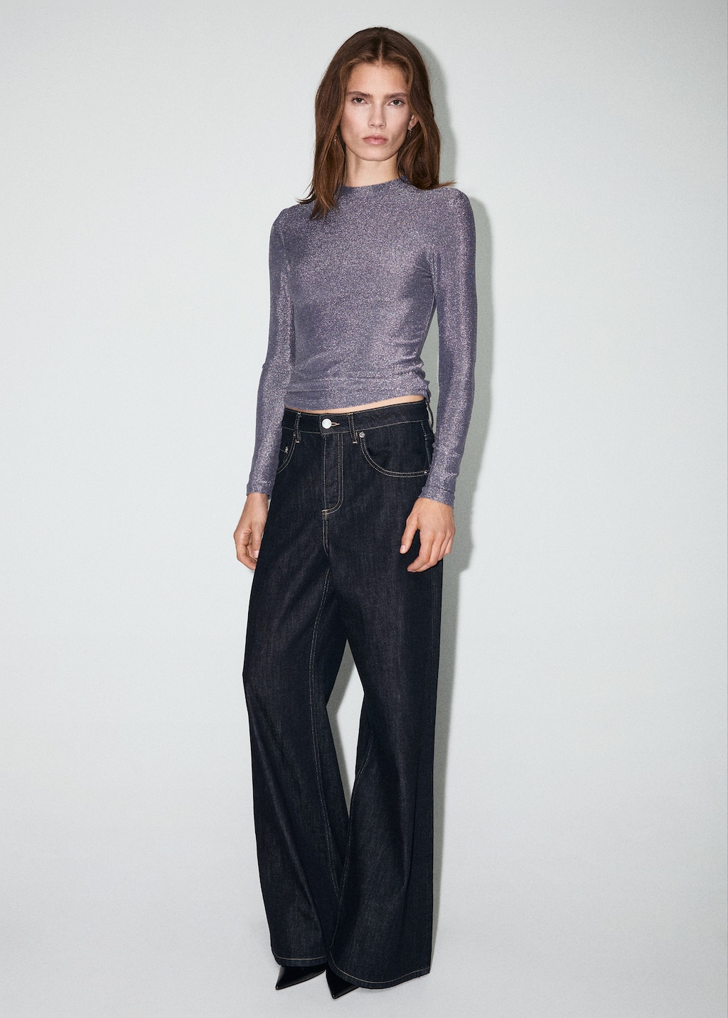 Lurex t-shirt with perkins neck