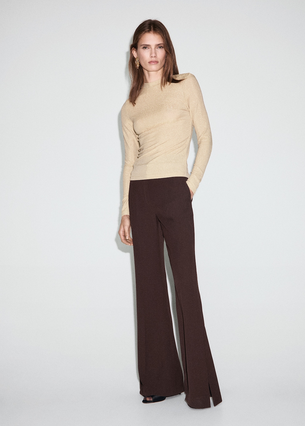 Mango Lurex t-shirt with perkins neck