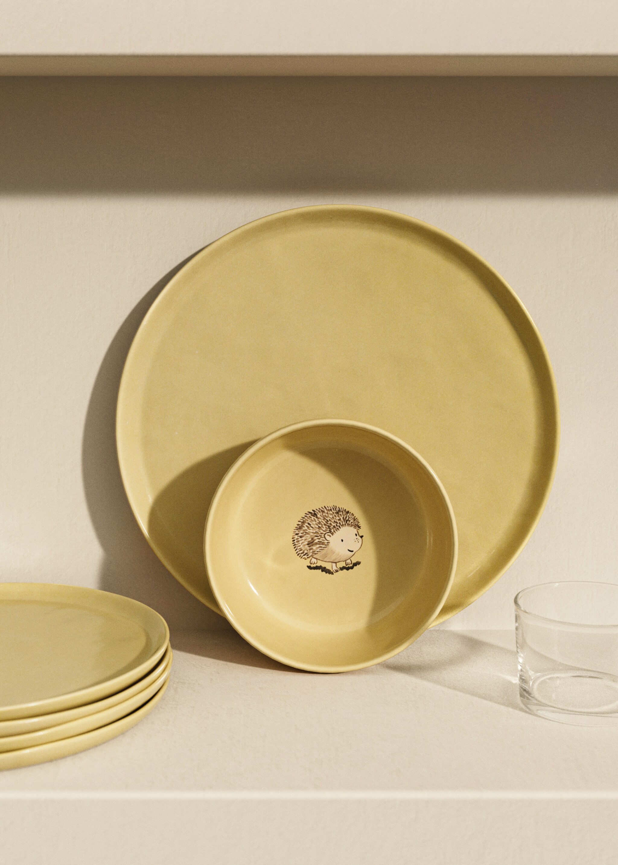 Medium stoneware bowl with plain design - General plane, Mustard. Ref: 17159221-00.