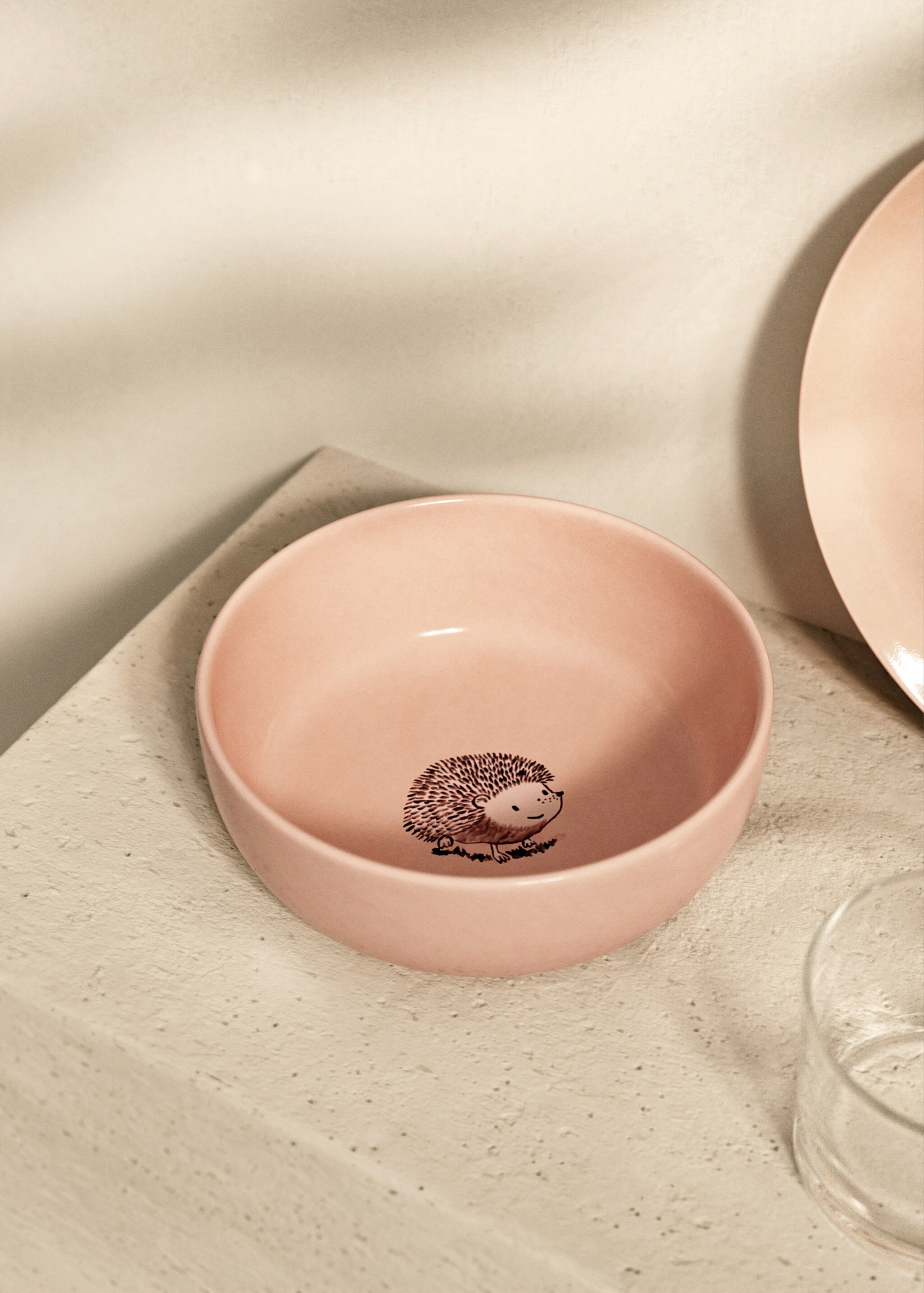 Medium stoneware bowl with plain design - General plane, Light Pink. Ref: 17159221-00.