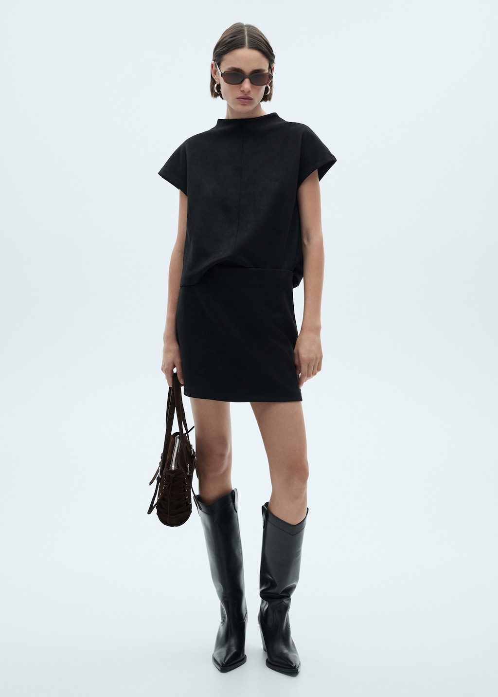 Suede-effect mini skirt