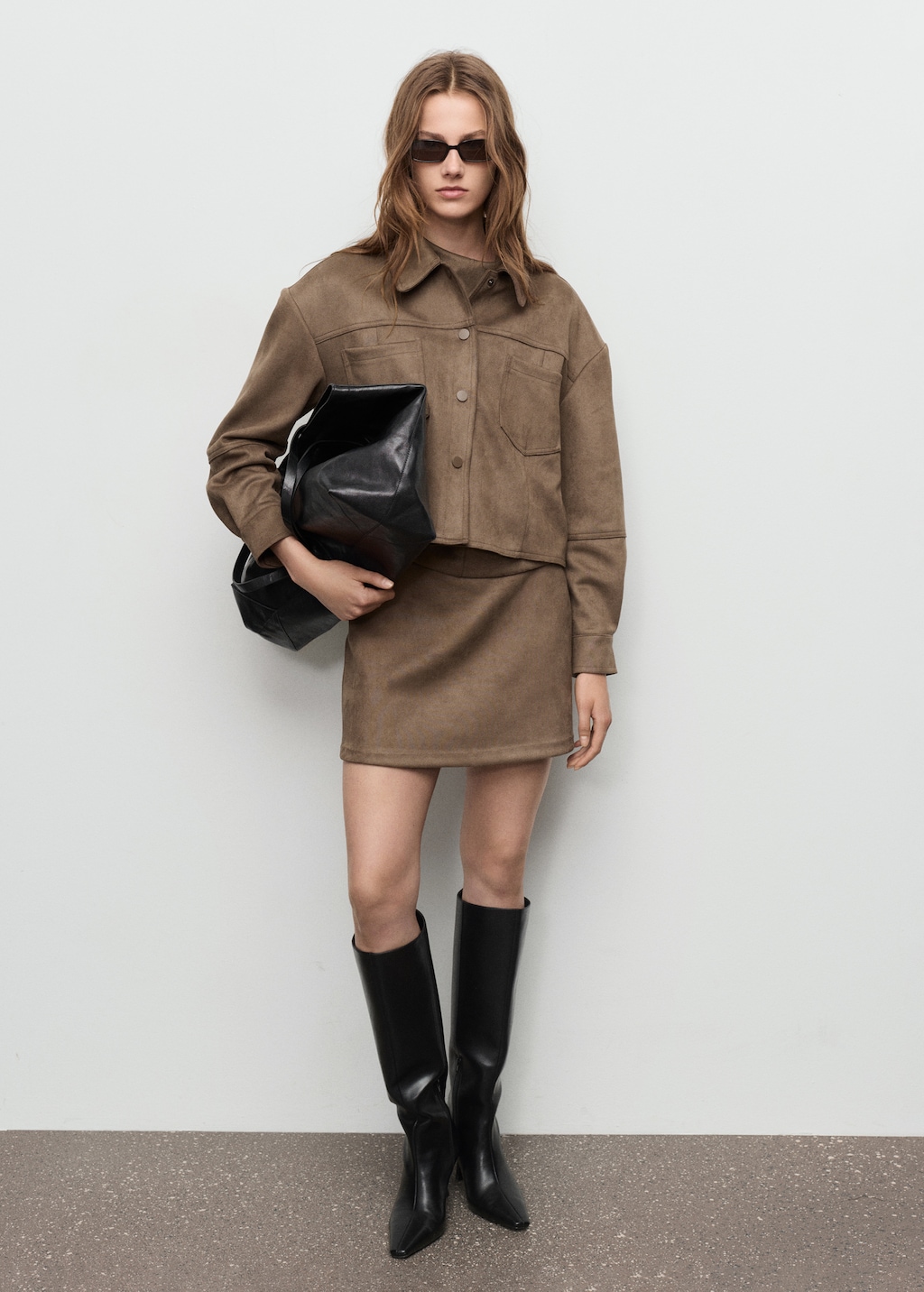 Faux-suede mini skirt