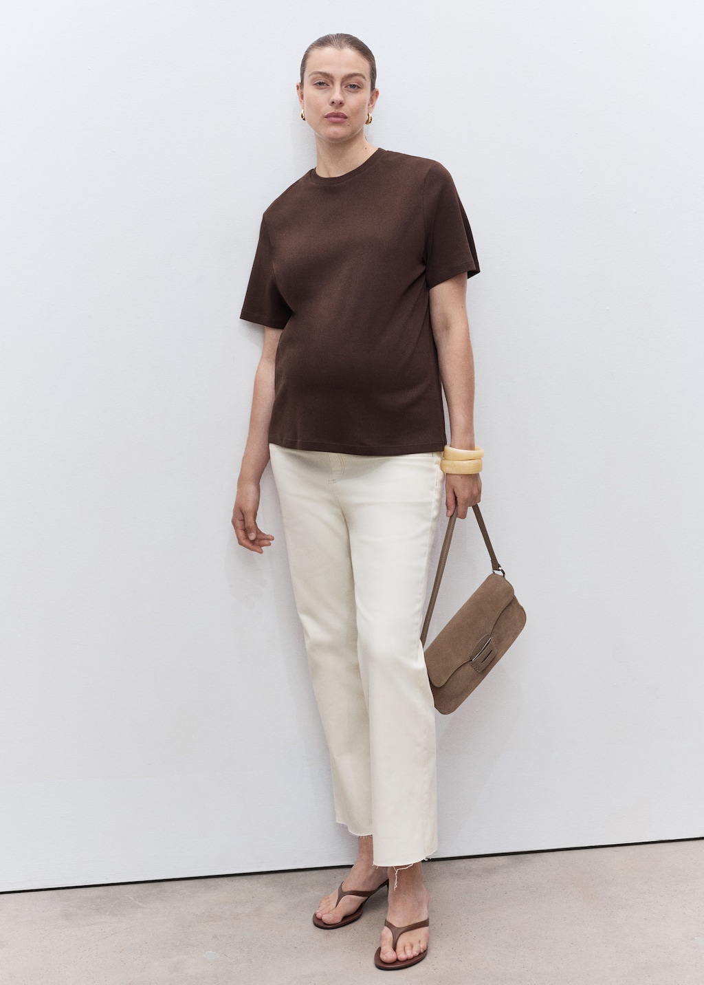 Maternity flared cropped jeans off white - Woman - 12 - MANGO
