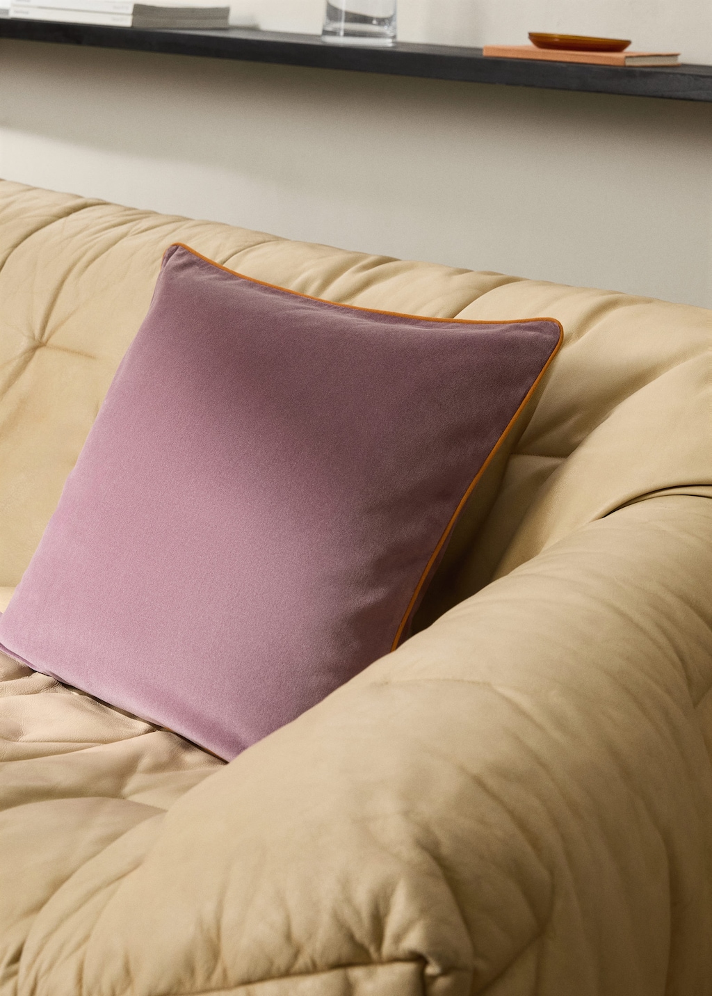 Mango Home Housse De Coussin En Velours Liseré Contraste 50x50 Cm Prune - Home - 50x50cm -