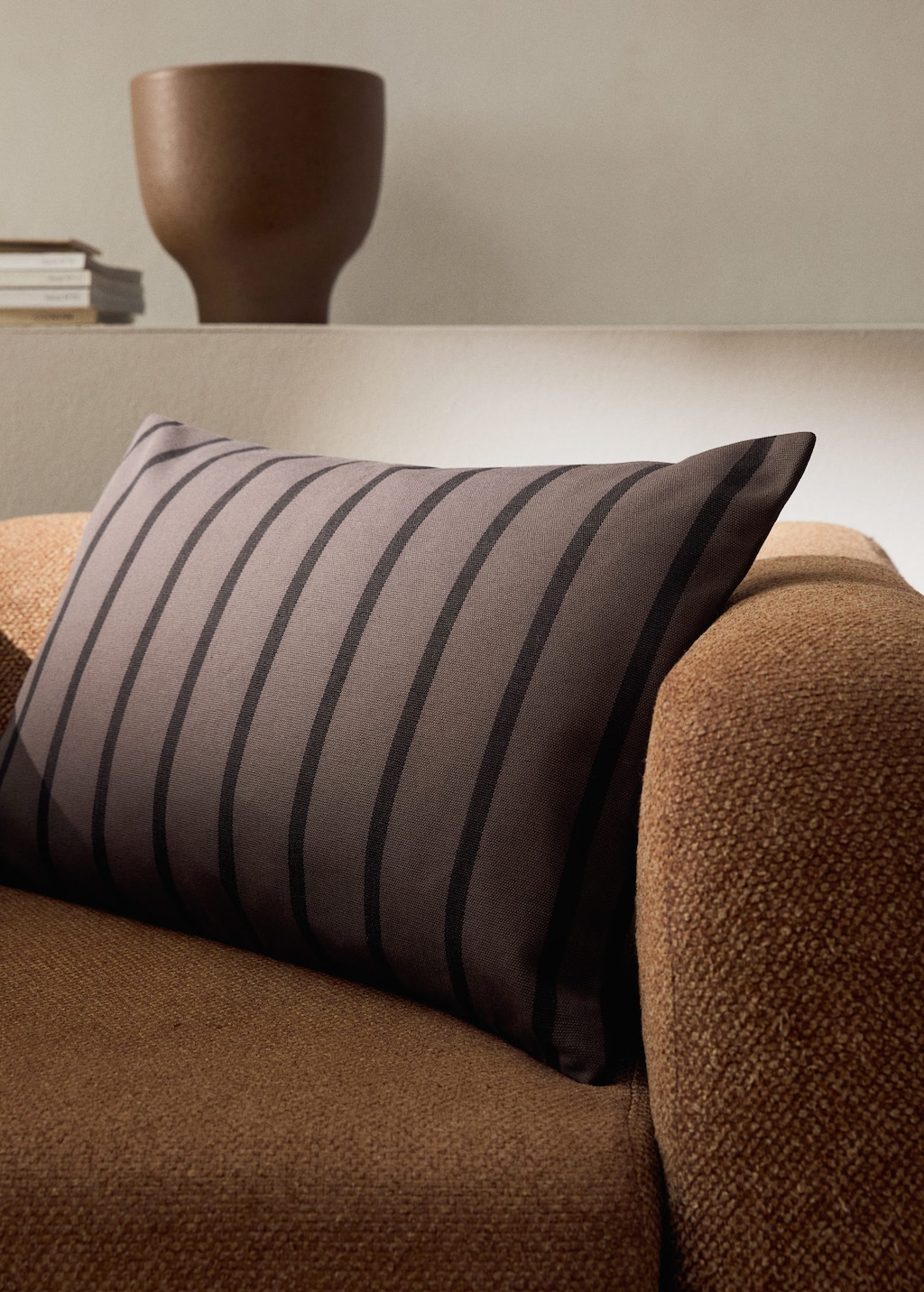 Mango Home Cotton Cushion Cover With Two-tone Stripes 40x40 Cm Blackberry