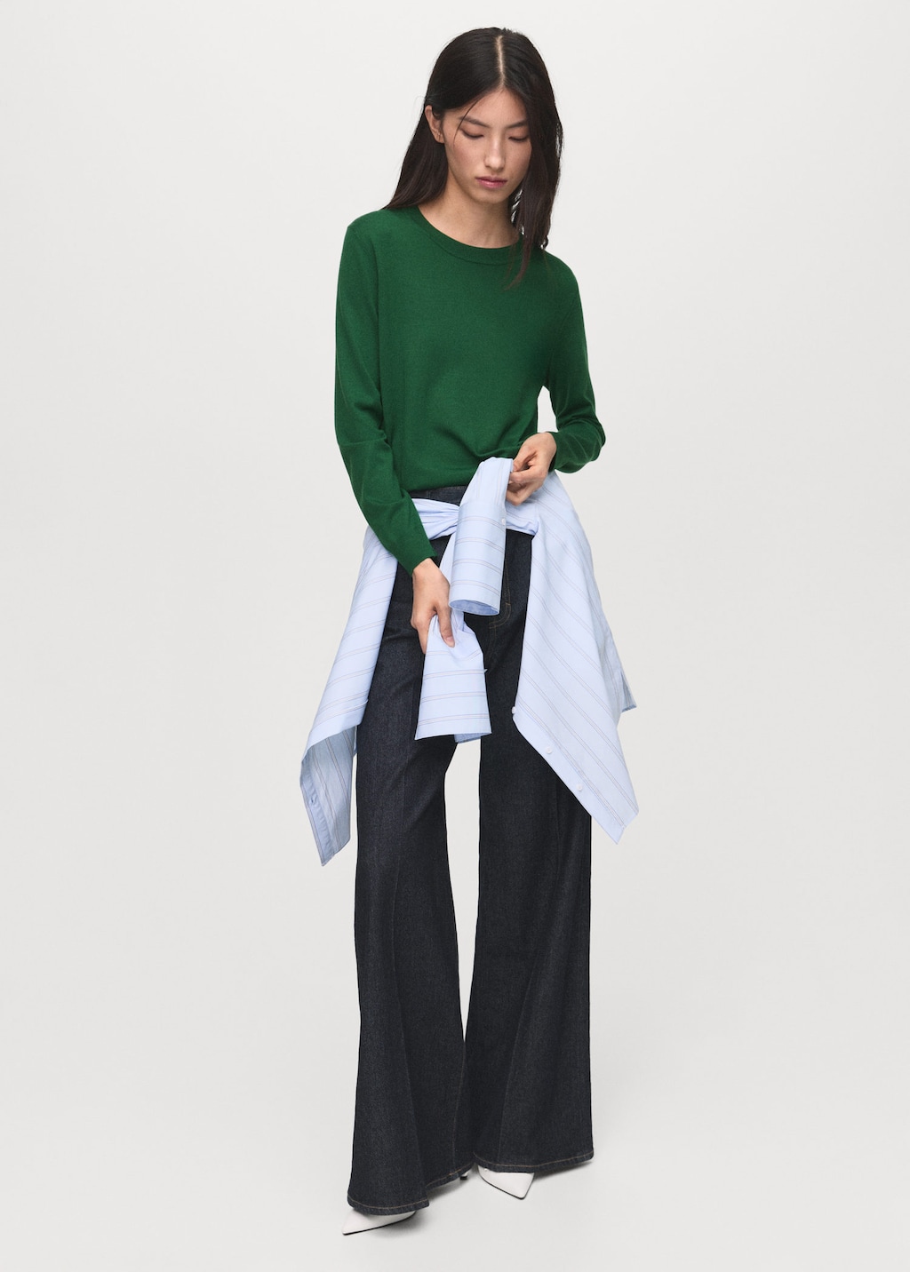 Mango Pull-over Maille Fine Col Rond Vert Foncé - Femme - 4xl -  In Green
