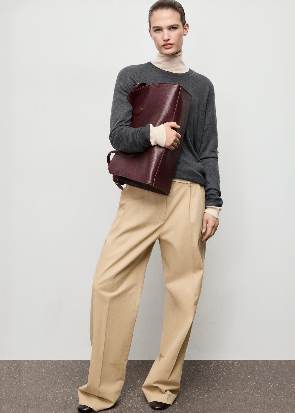 Mango Fine-knit Crew-neck Sweater Dark Heather Grey In Gray