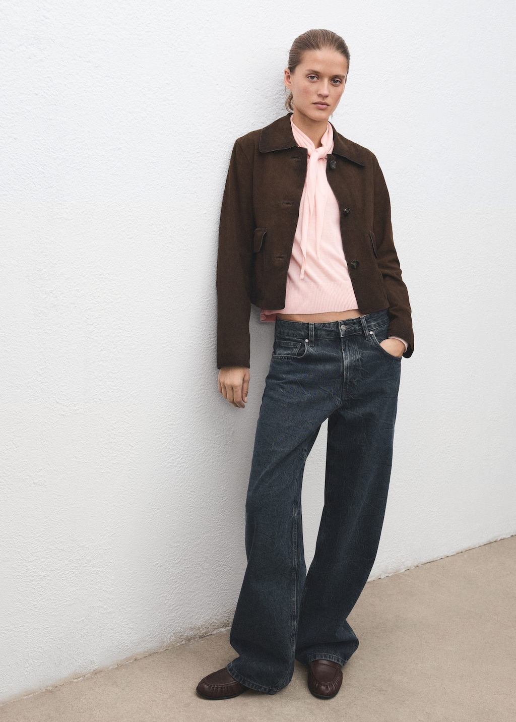 Mango Turtleneck Sweater With Knot Pastel Pink