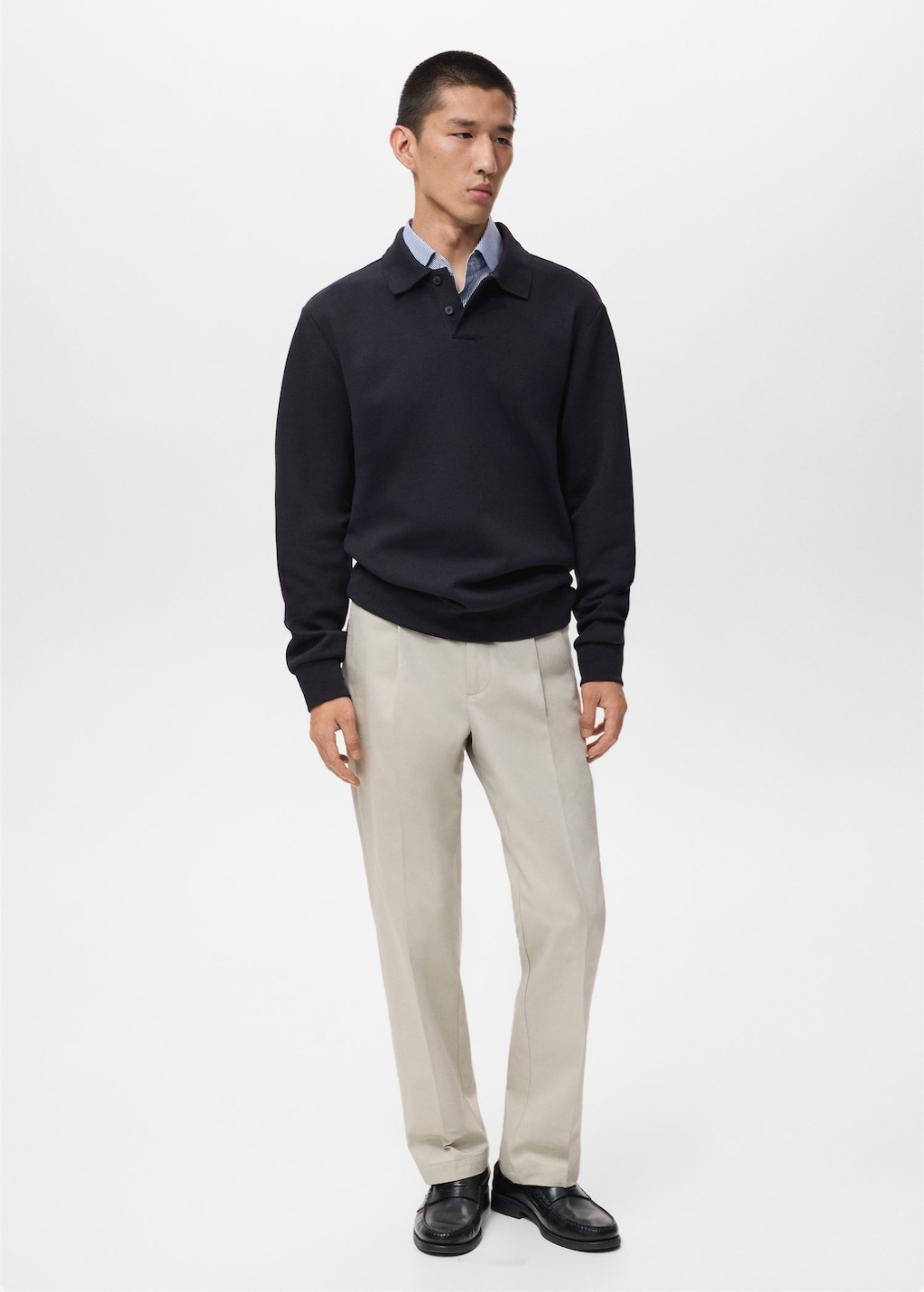 Mango Man Regular-fit Polo Sweatshirt Navy In Black