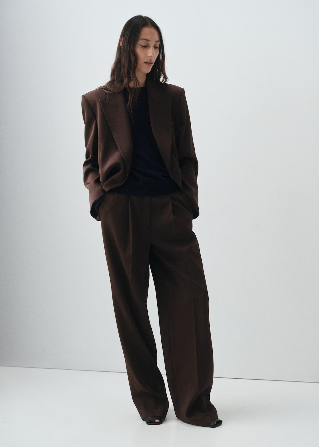 Mango Pantalon De Costume Droit À Pinces Chocolat - Femme - 42 -  In Brown